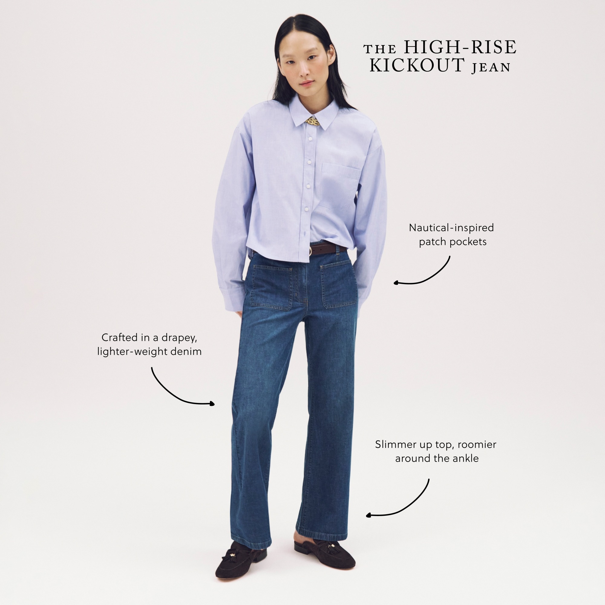 J.Crew: High-rise Kickout Jean With Sailor Pockets In Drapey J.Crew: High-rise Kickout Jean With Sailor Pockets In Drapey
