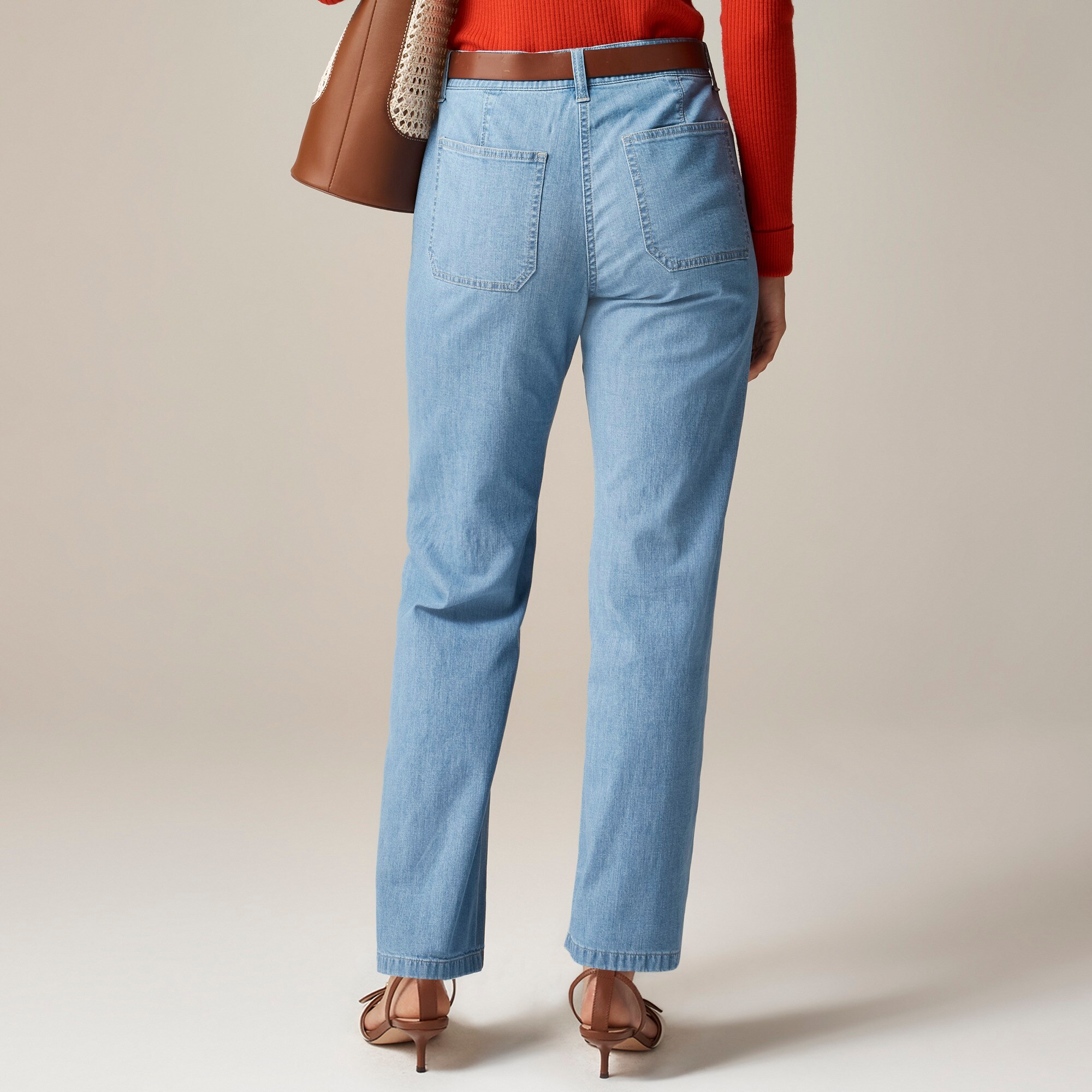 Jean Kickout Taille Haute J.Crew, Denim Bleu Drapé Avec Poches Marin, Taille 27