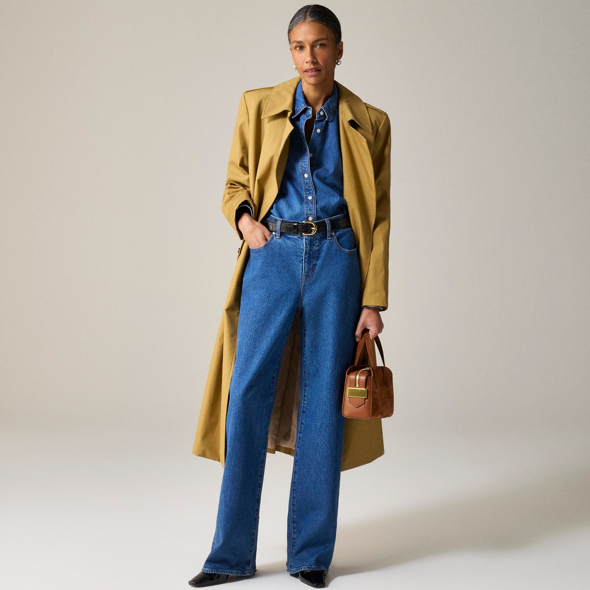 womens Lower-rise full-length slim-wide jean