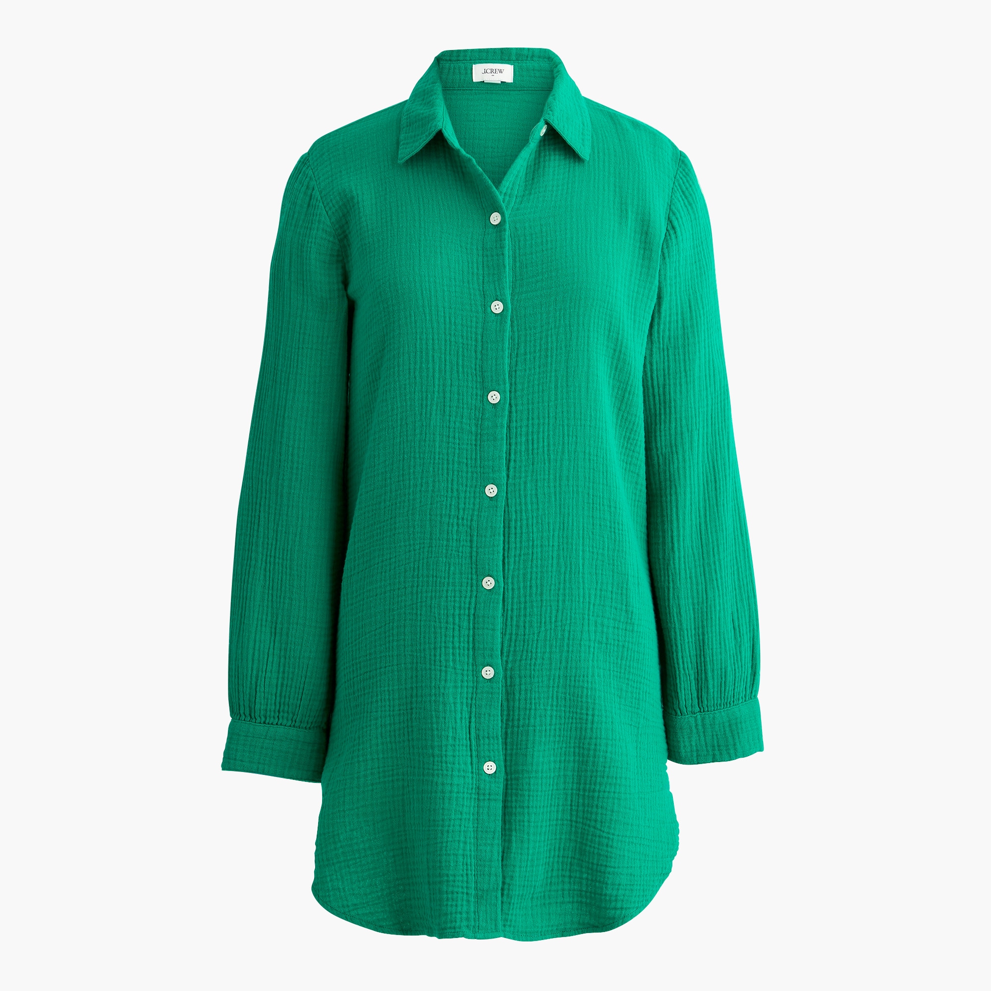 Button-down gauze tunic cover-up