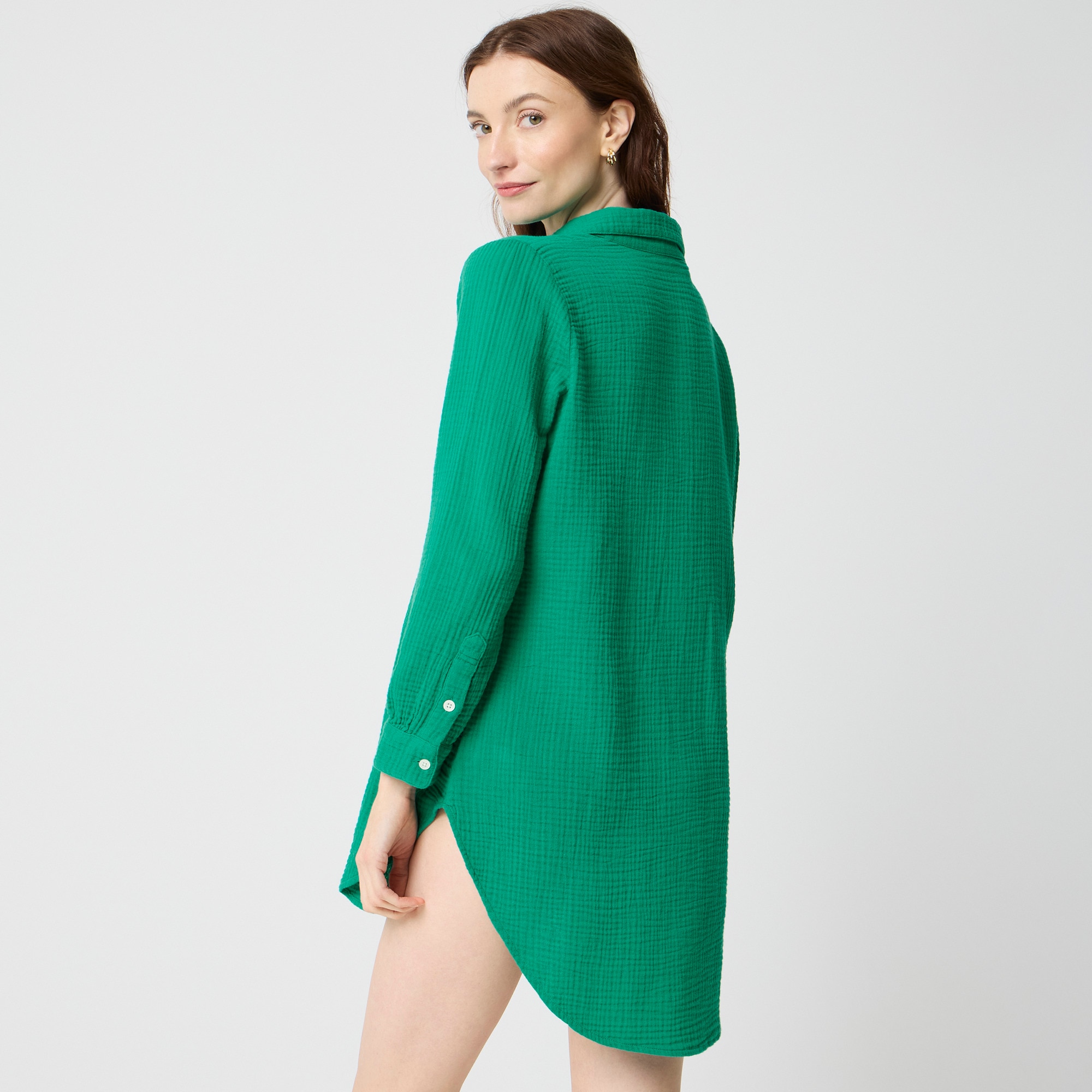 Button-down gauze tunic cover-up