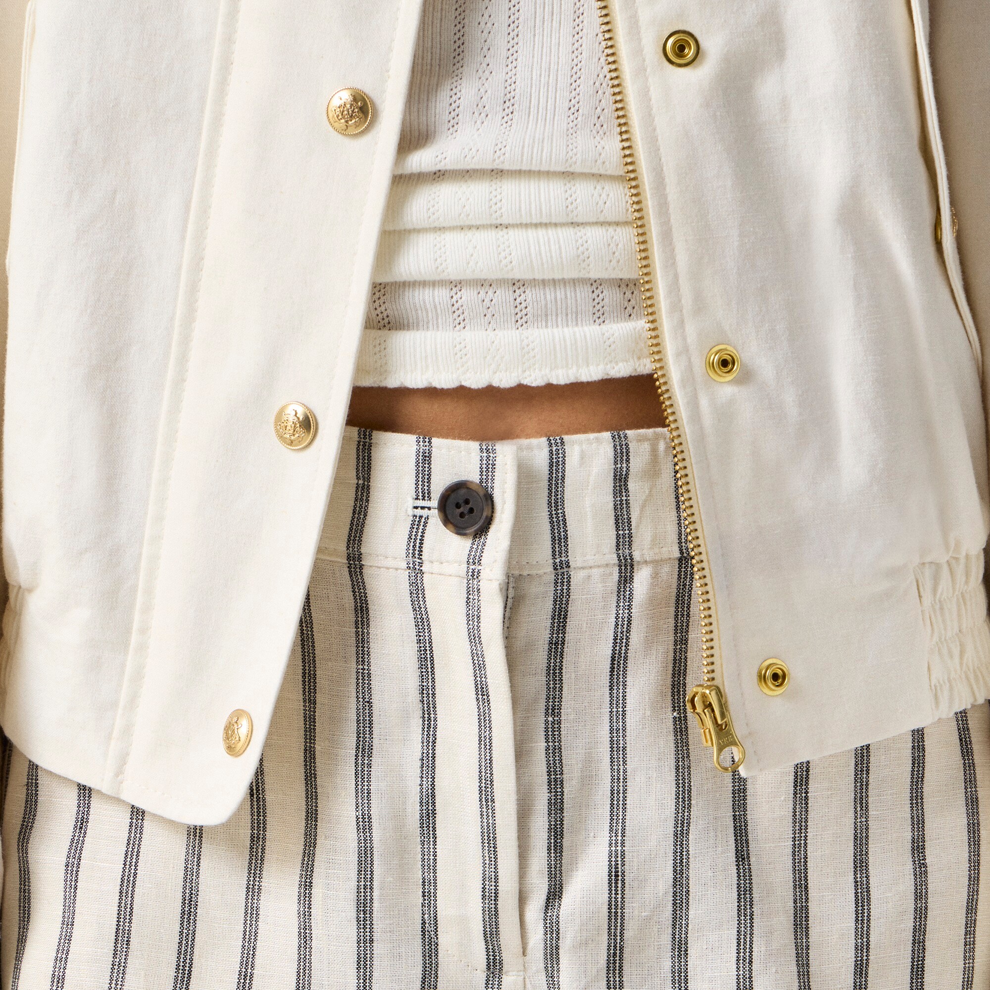 6" Harbor short in striped linen