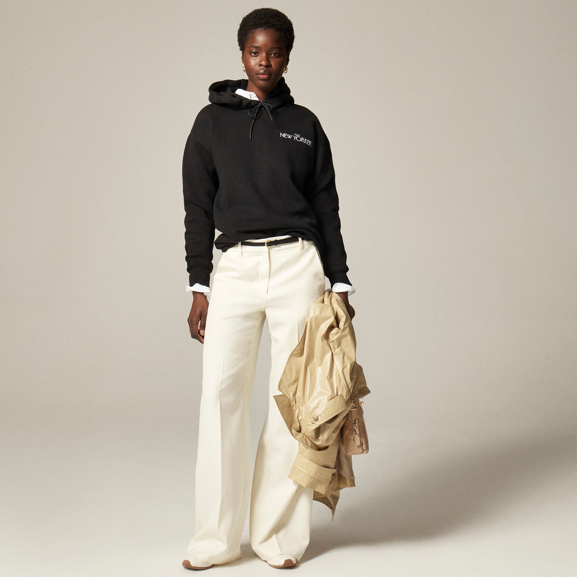 womens Limited-edition The New Yorker X J.Crew relaxed hoodie in heritage fleece