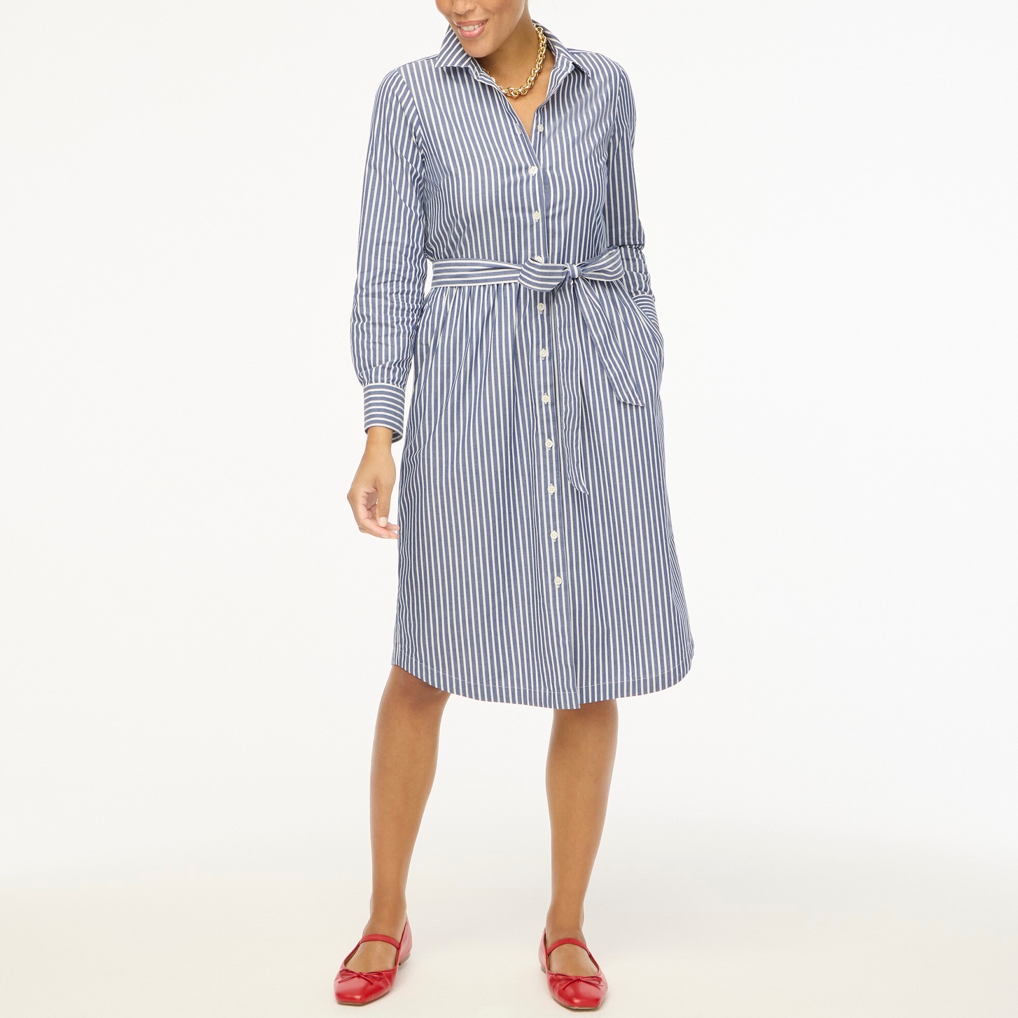 ワンピース Stripe Jacquard Shirt Dress English Factory Striped Jacquard Mini Shirt Dress – Phoenix Shop