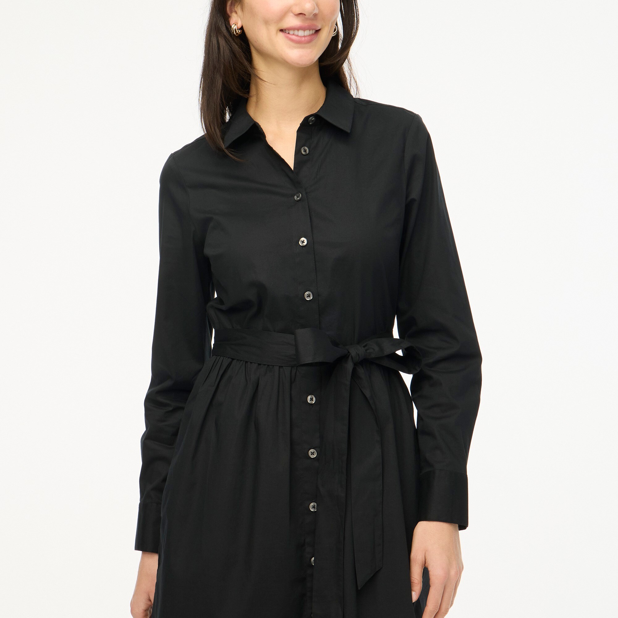 Long-sleeve poplin shirtdress