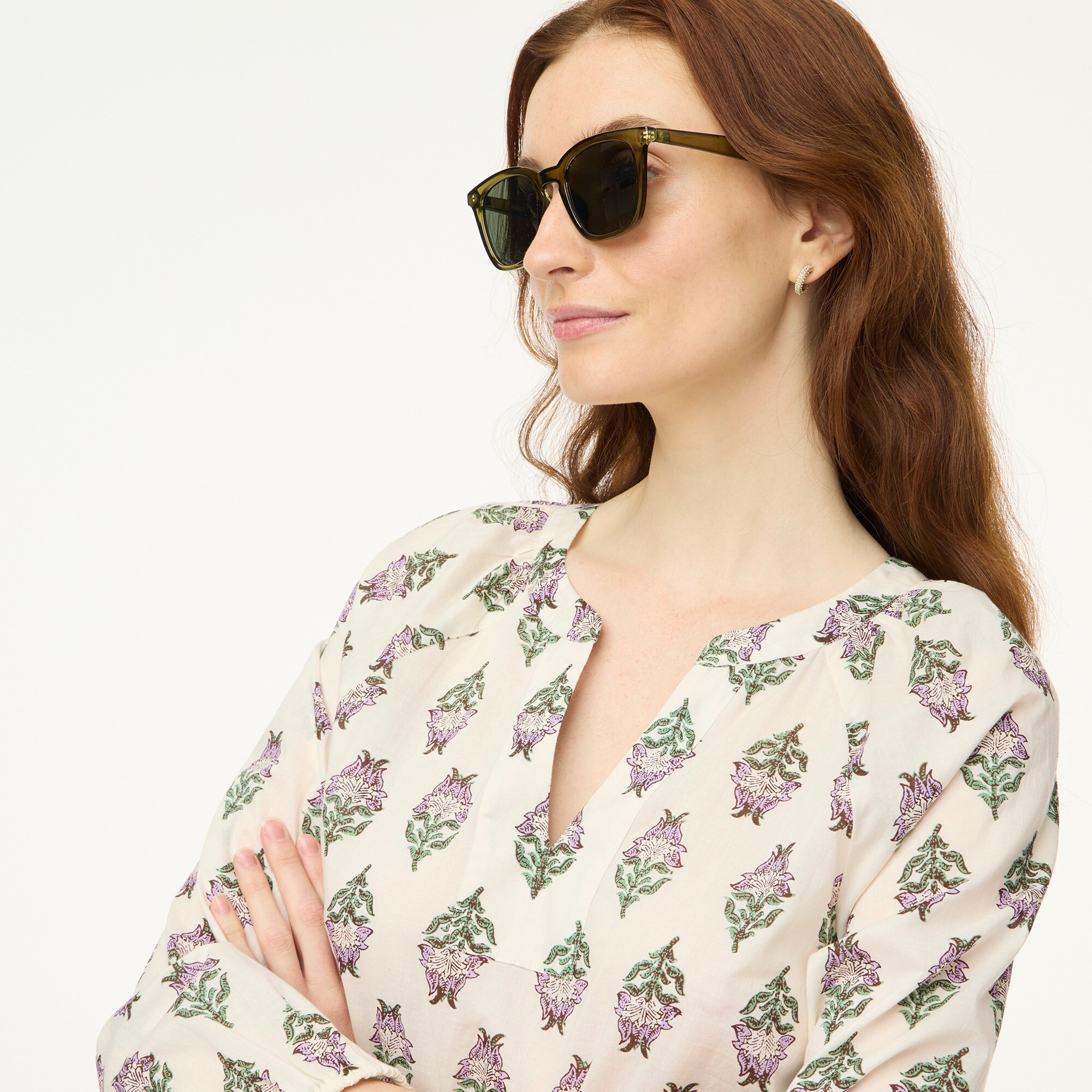 Printed popover blouse