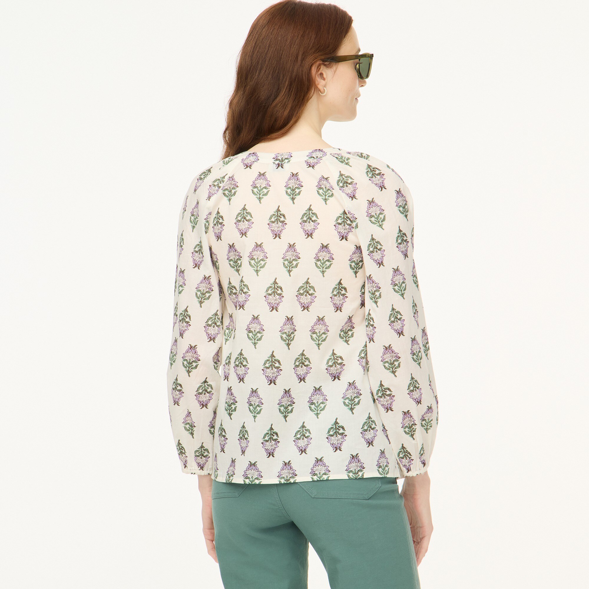 Printed popover blouse