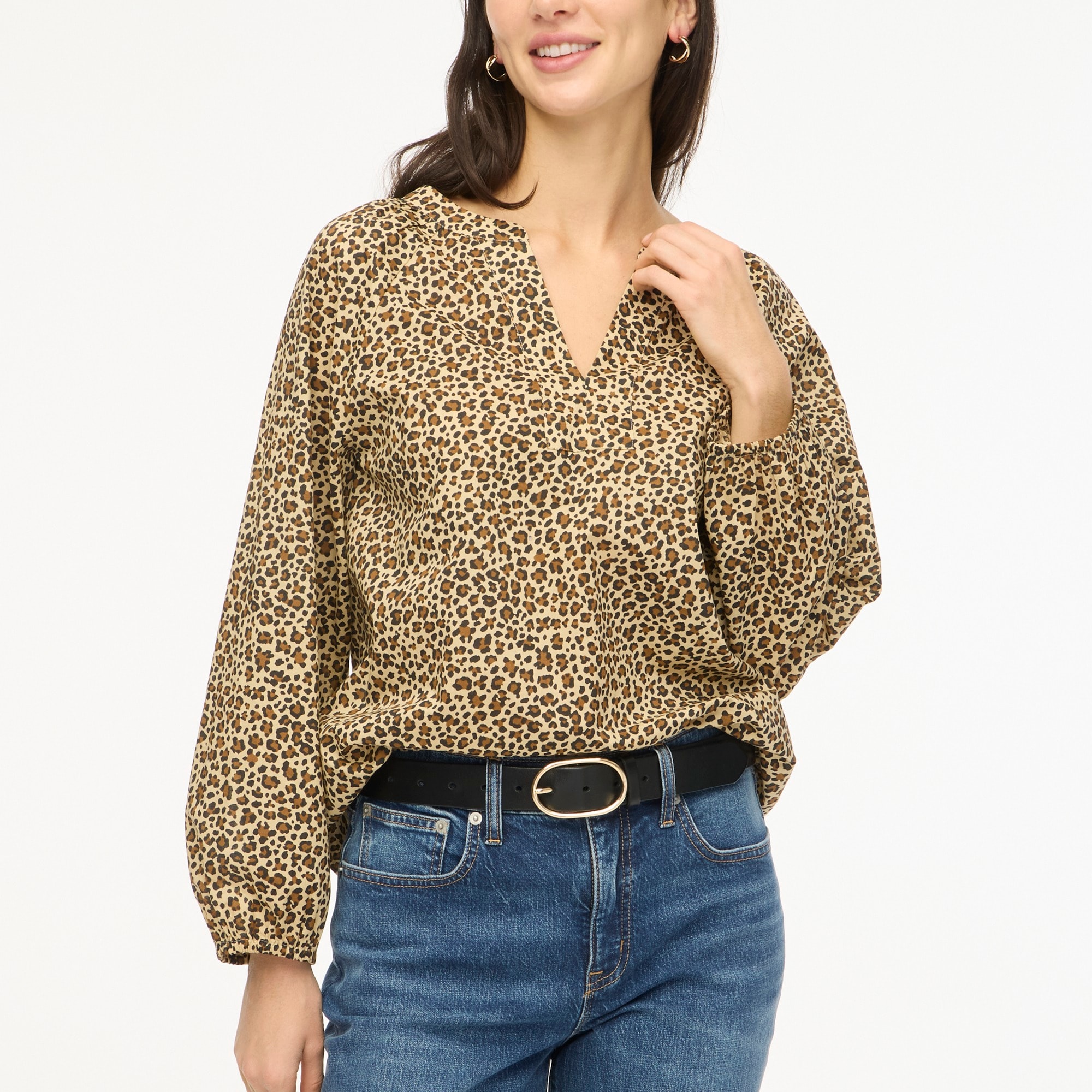 Printed popover blouse