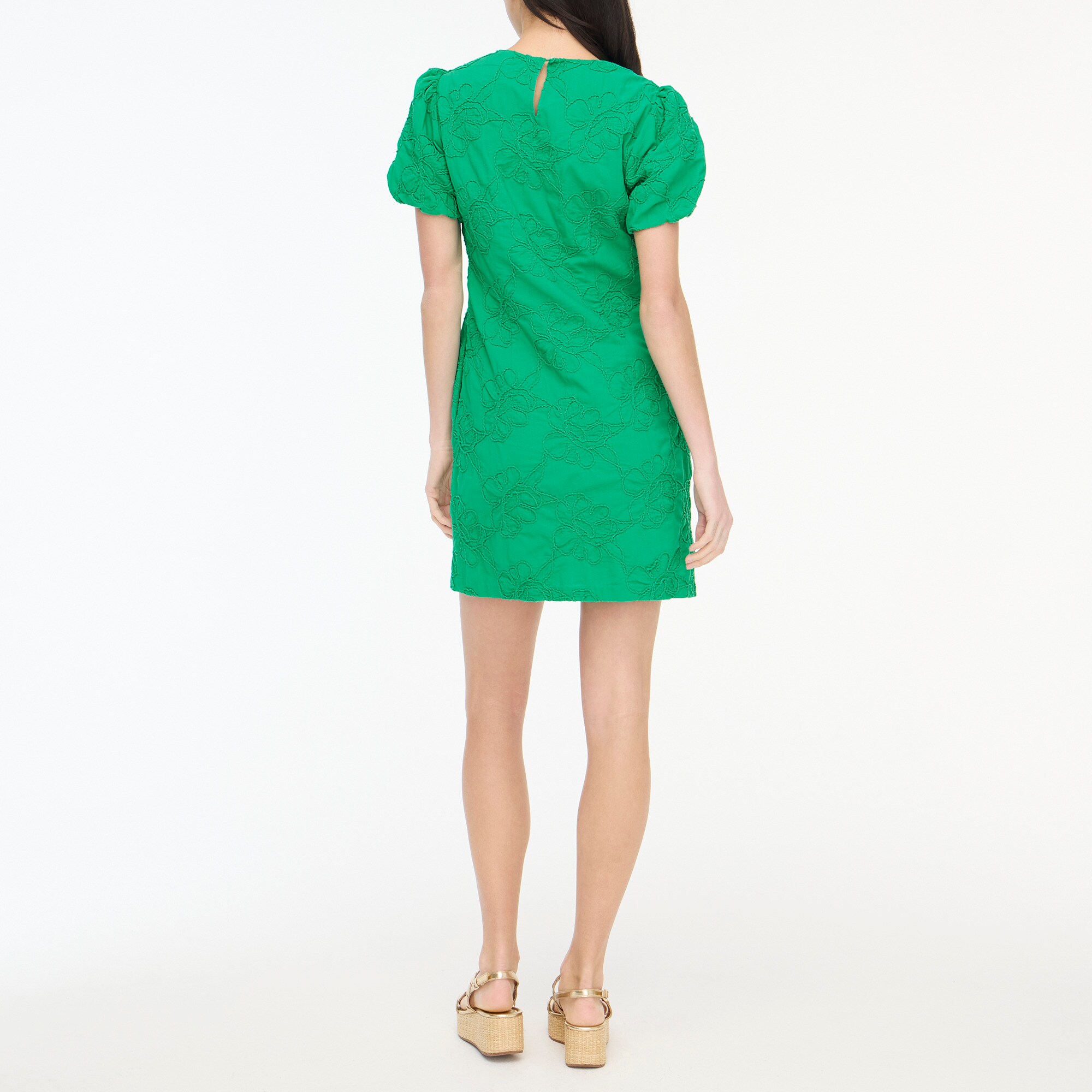 Eyelet puff-sleeve mini dress