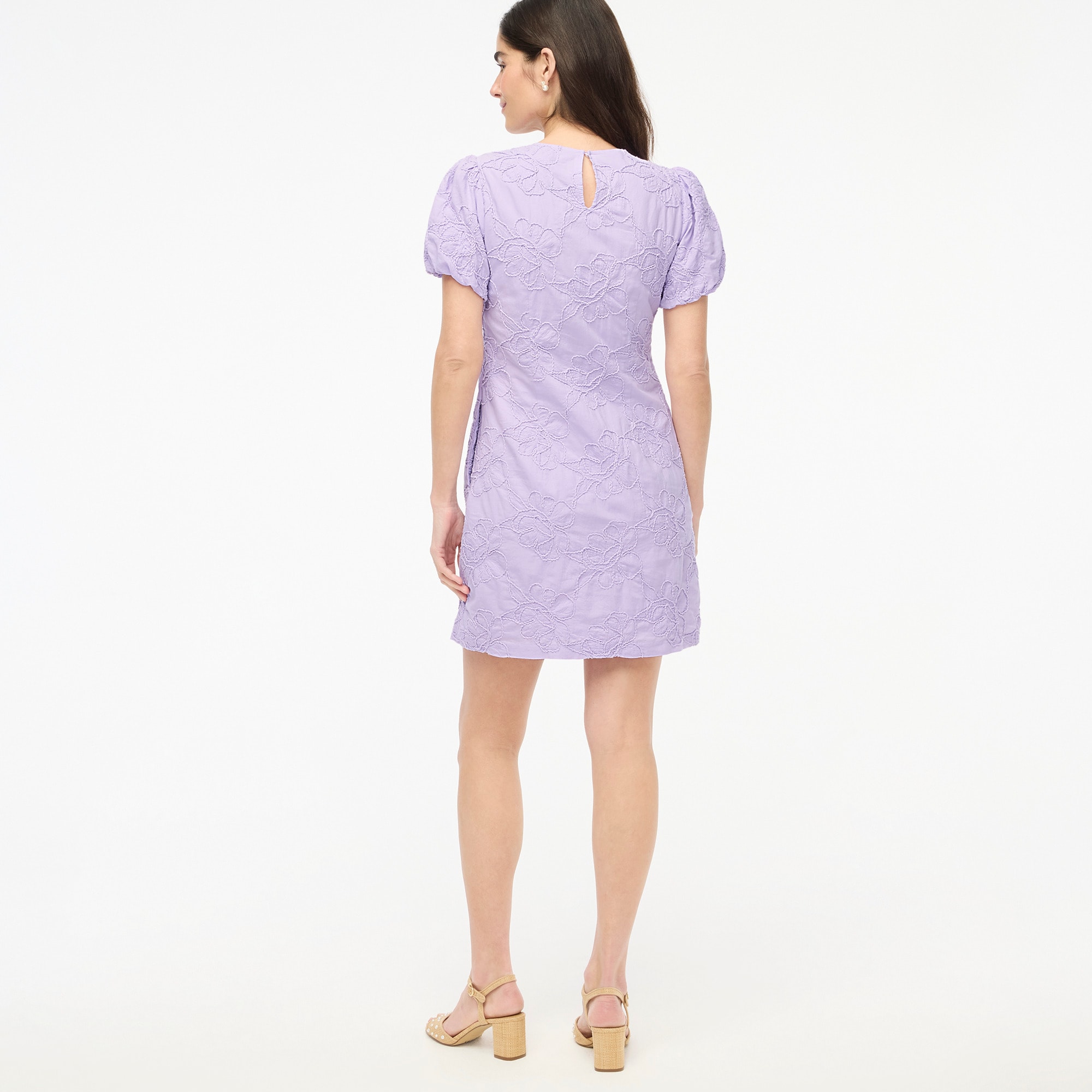 Eyelet puff-sleeve mini dress