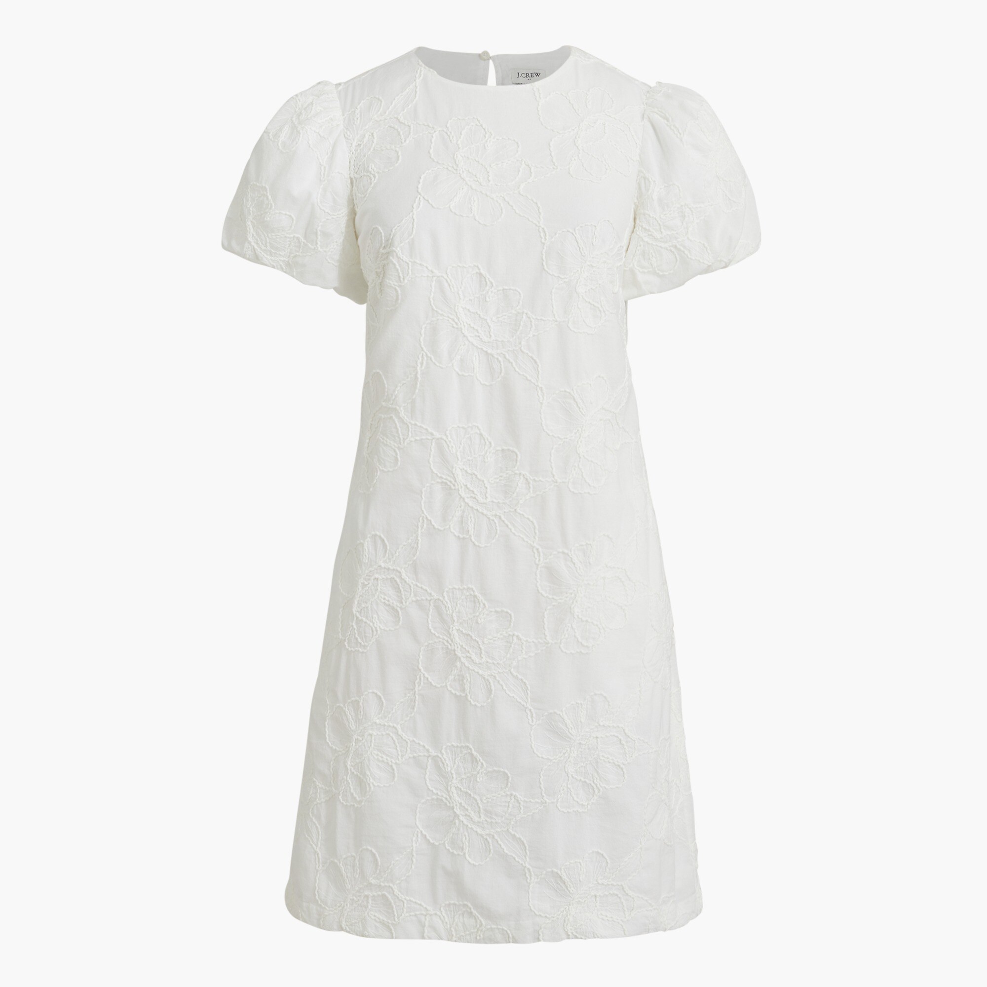  Embroidered puff-sleeve mini dress