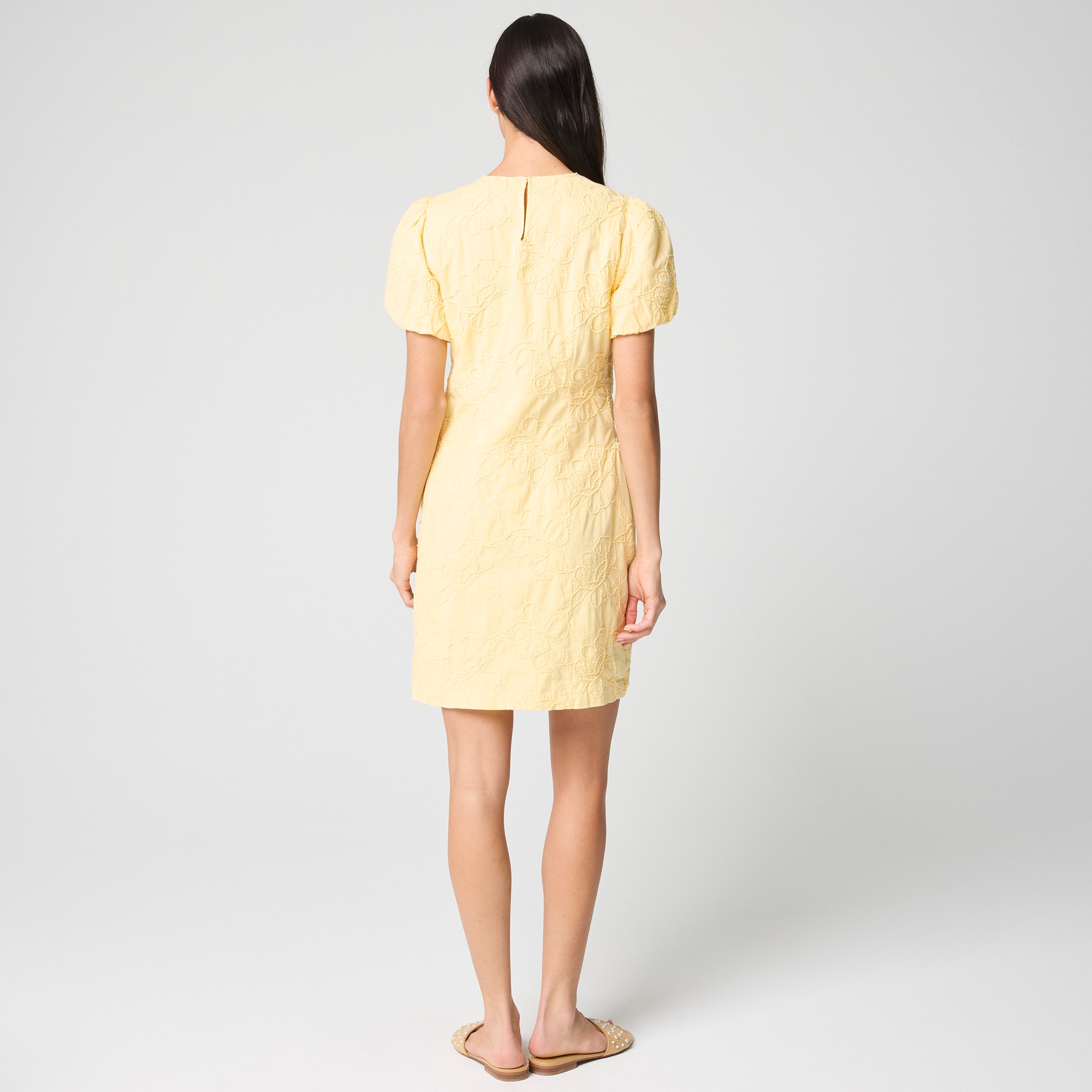 Embroidered puff-sleeve mini dress