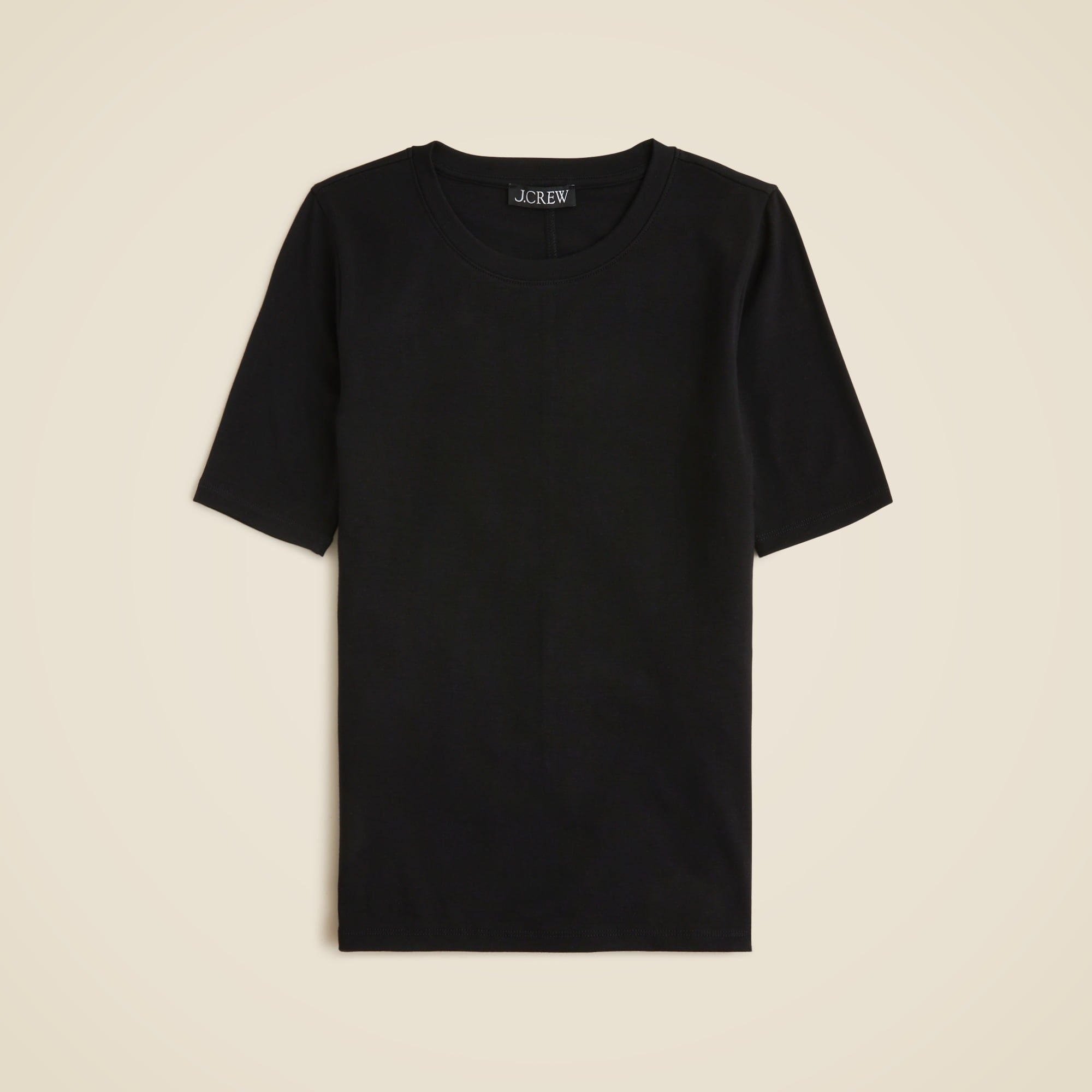 Refined rib elbow-sleeve T-shirt
