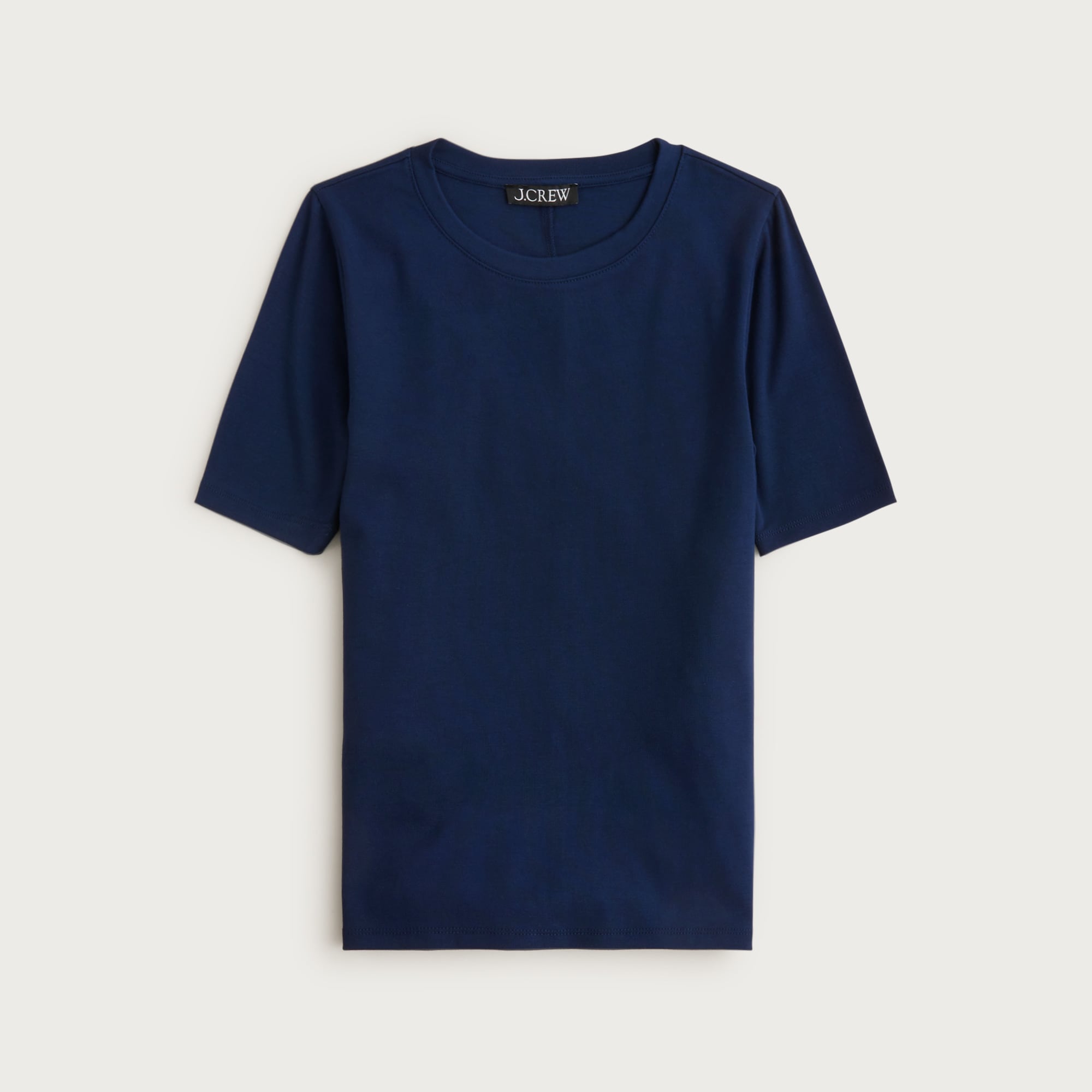 Refined rib elbow-sleeve T-shirt
