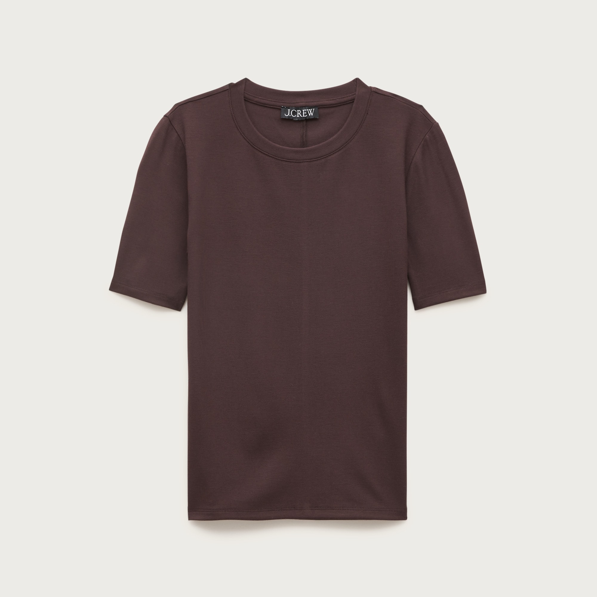 Refined rib elbow-sleeve T-shirt