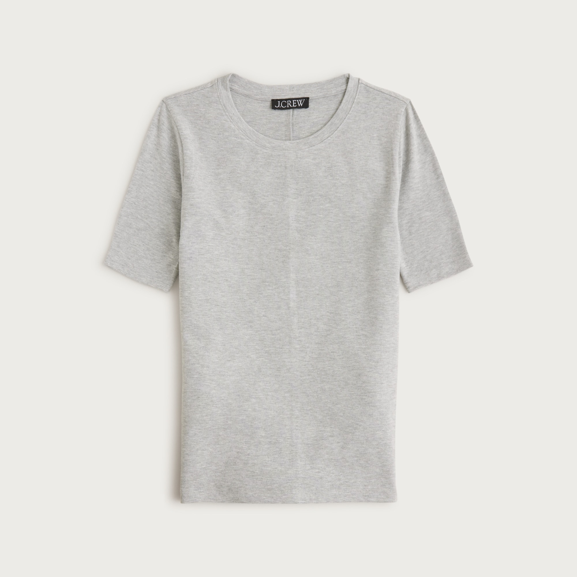 Refined rib elbow-sleeve T-shirt