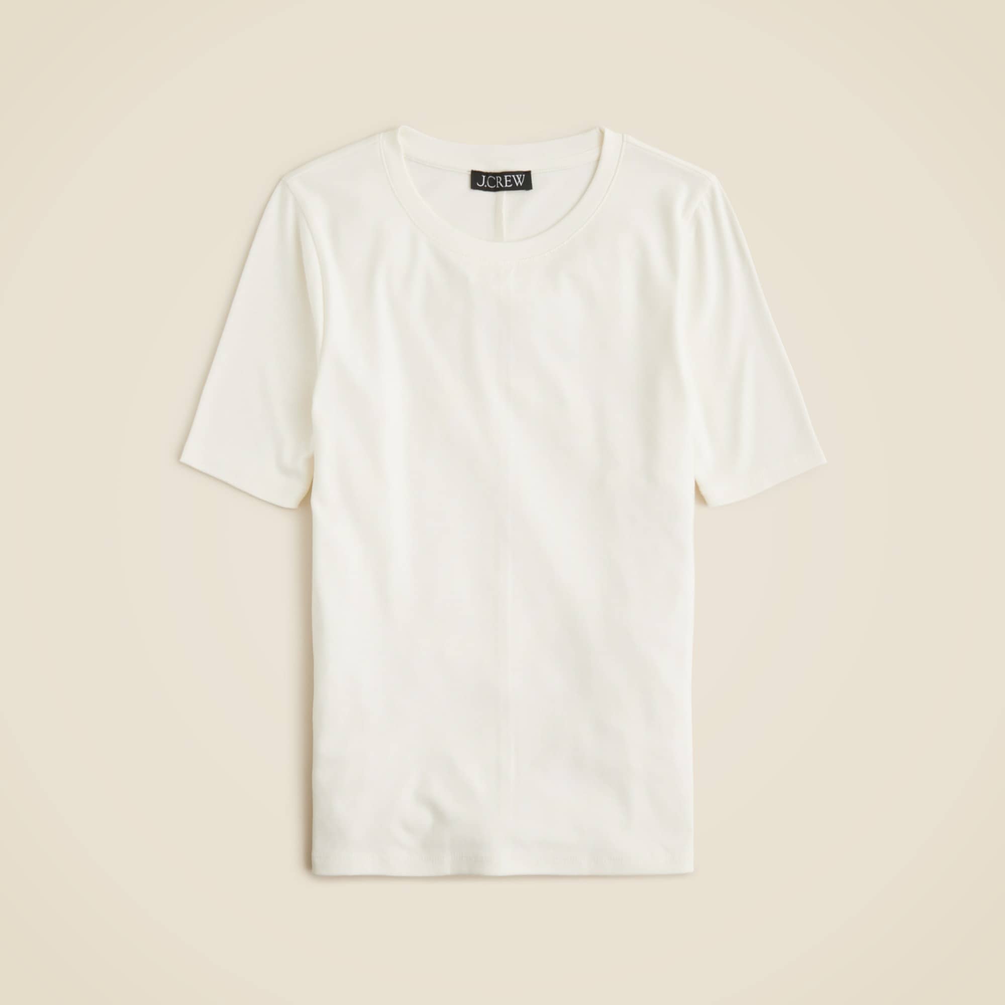 Refined rib elbow-sleeve T-shirt