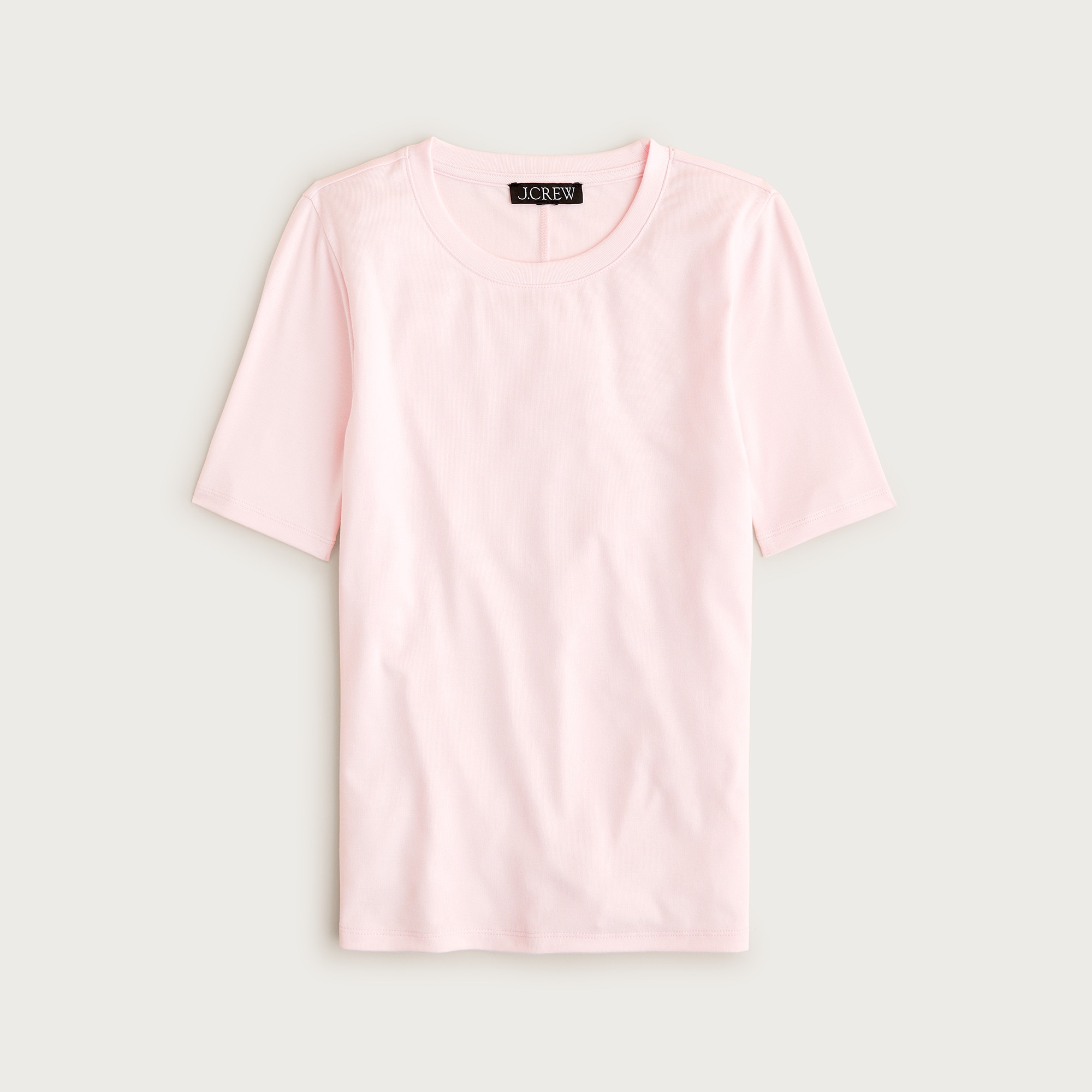 Refined rib elbow-sleeve T-shirt