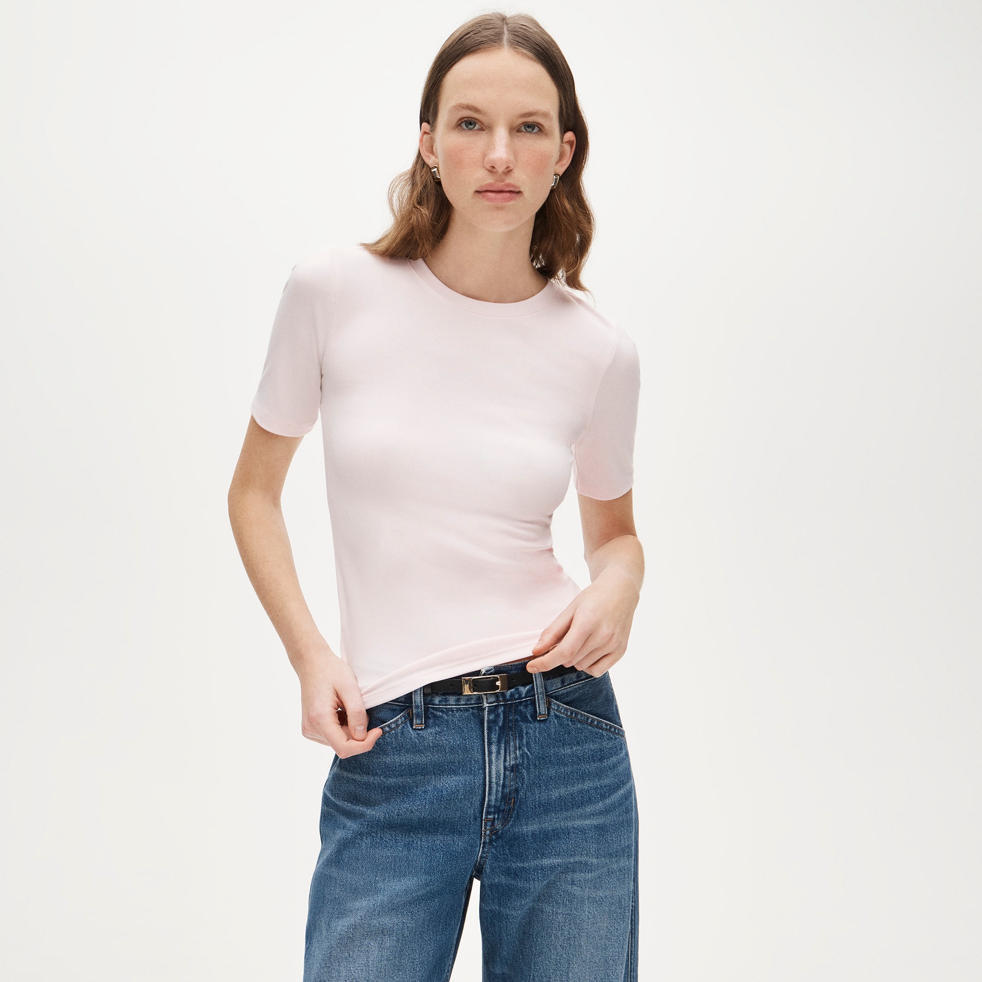  Refined rib elbow-sleeve T-shirt