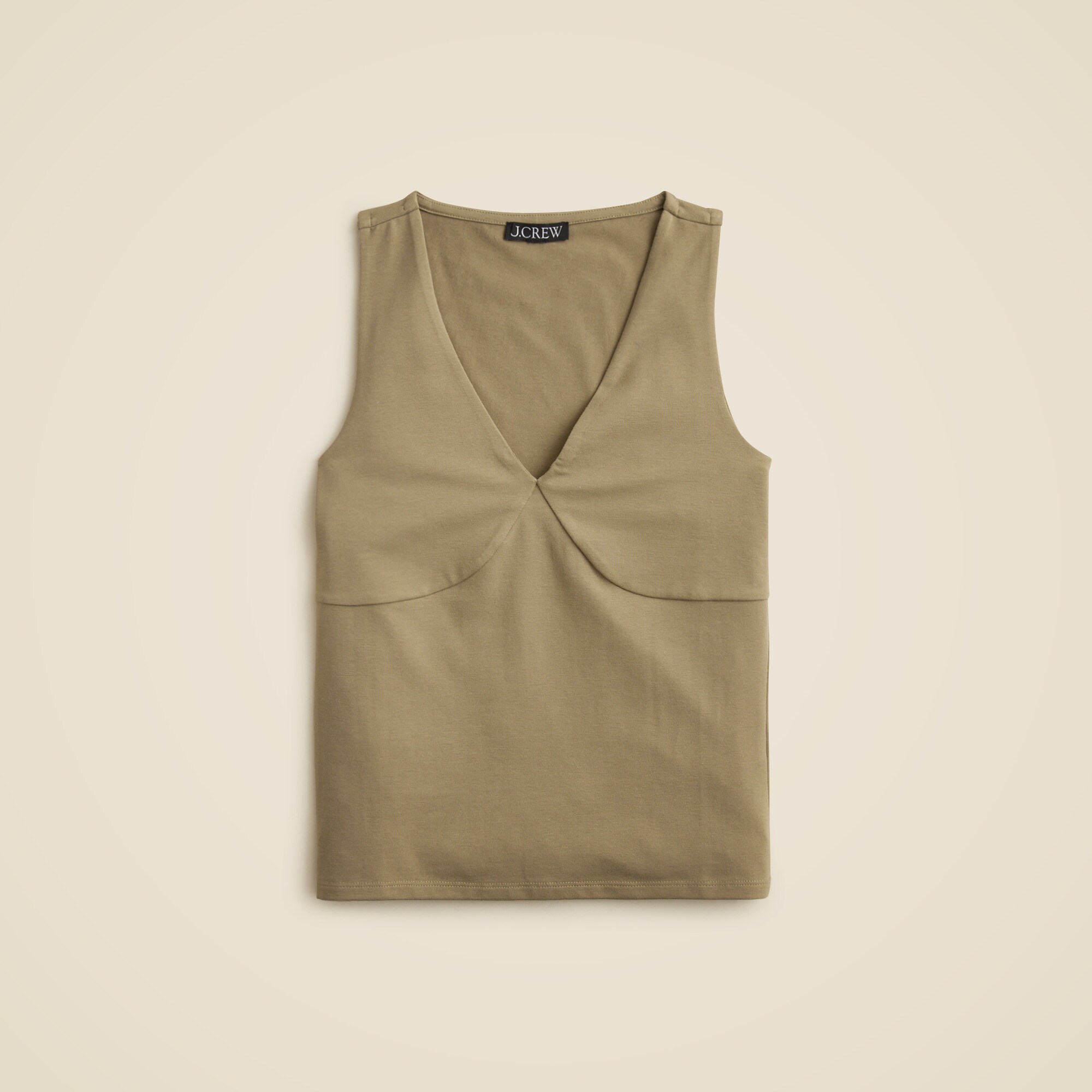 Stretch cotton-blend V-neck top