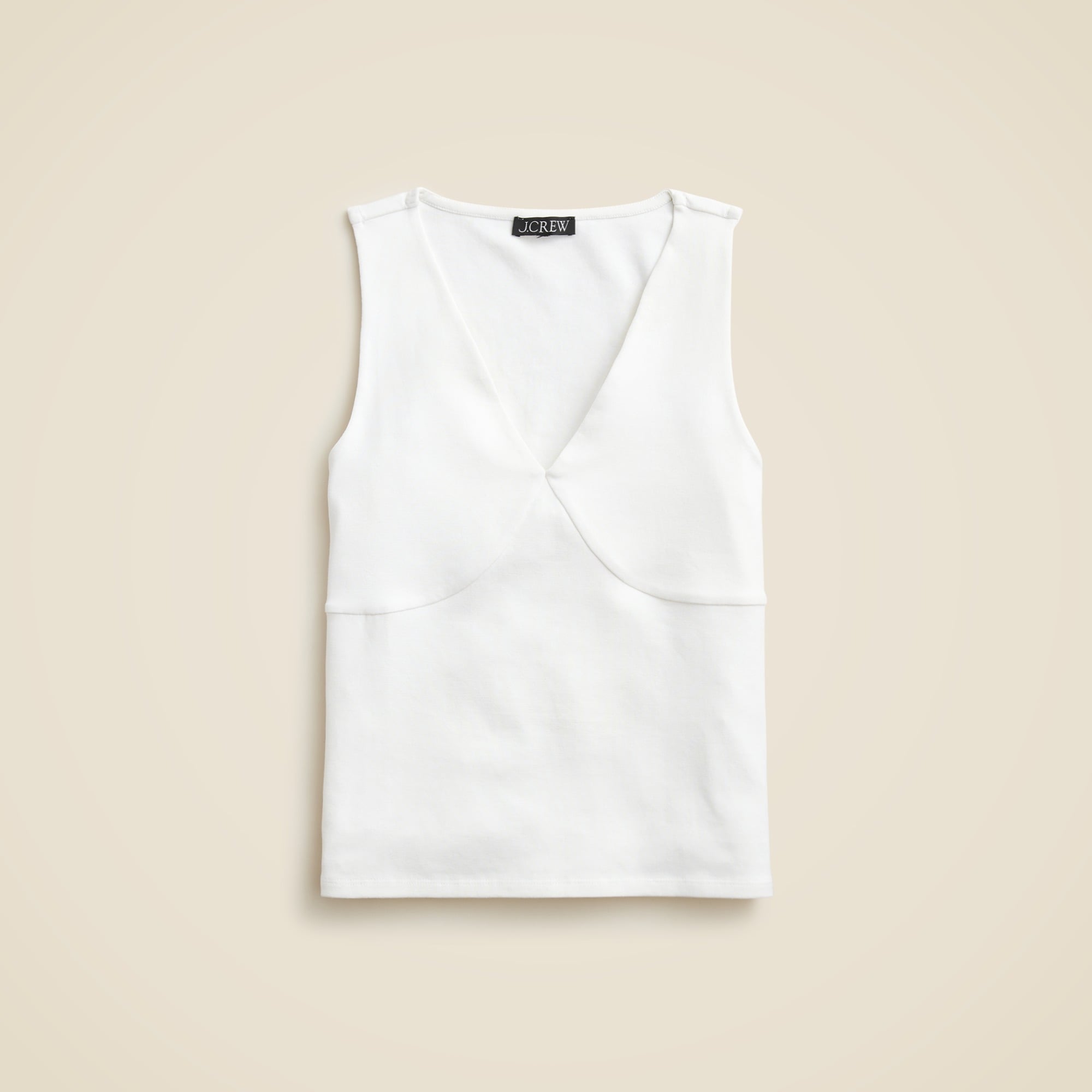 Stretch cotton-blend V-neck top