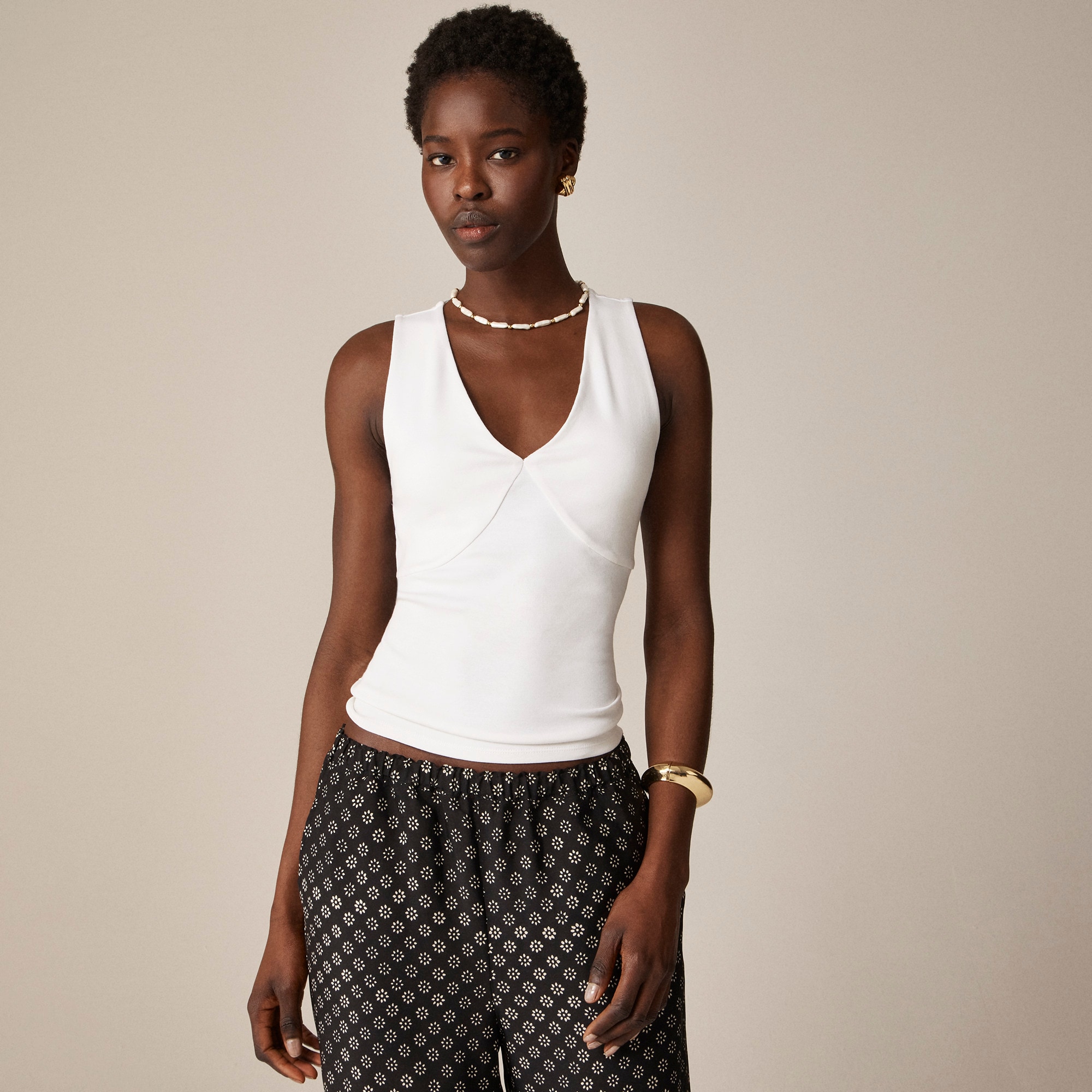 womens Stretch cotton-blend V-neck top