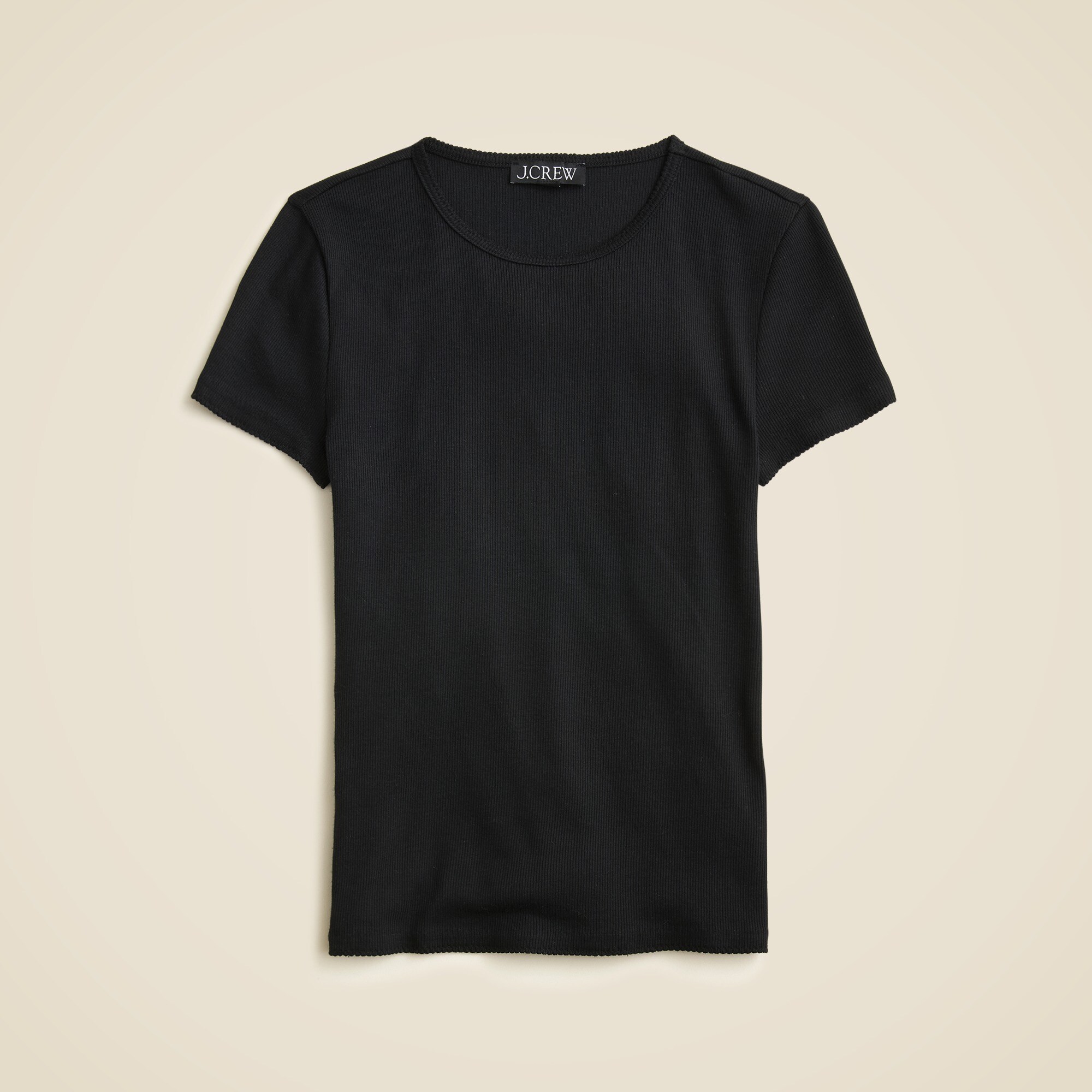 Fine rib short-sleeve T-shirt