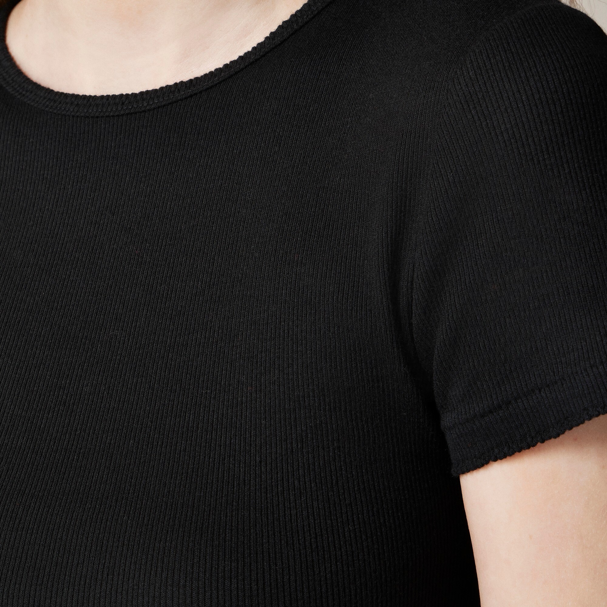 Fine rib short-sleeve T-shirt