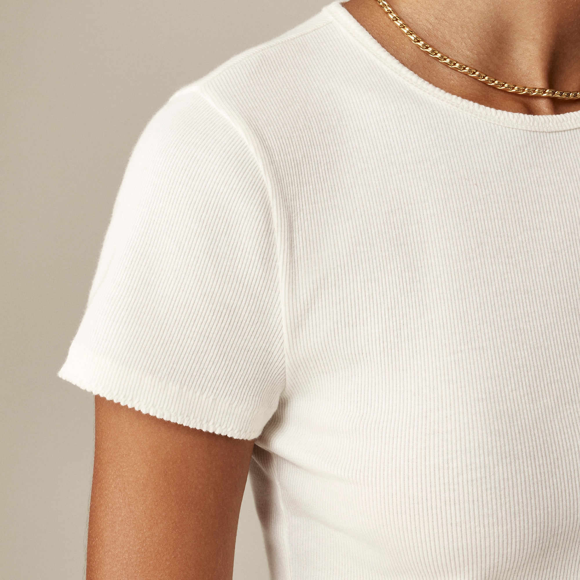Fine rib short-sleeve T-shirt