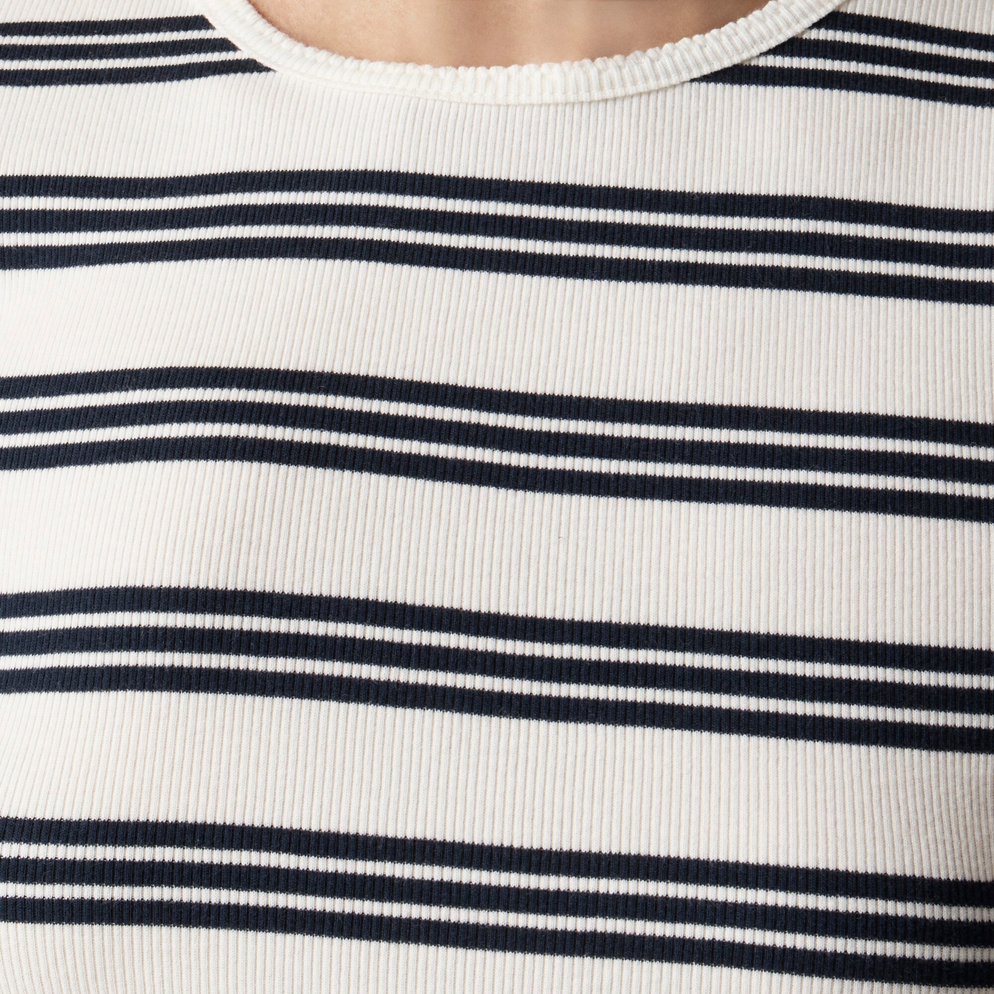 Fine rib short-sleeve T-shirt in stripe