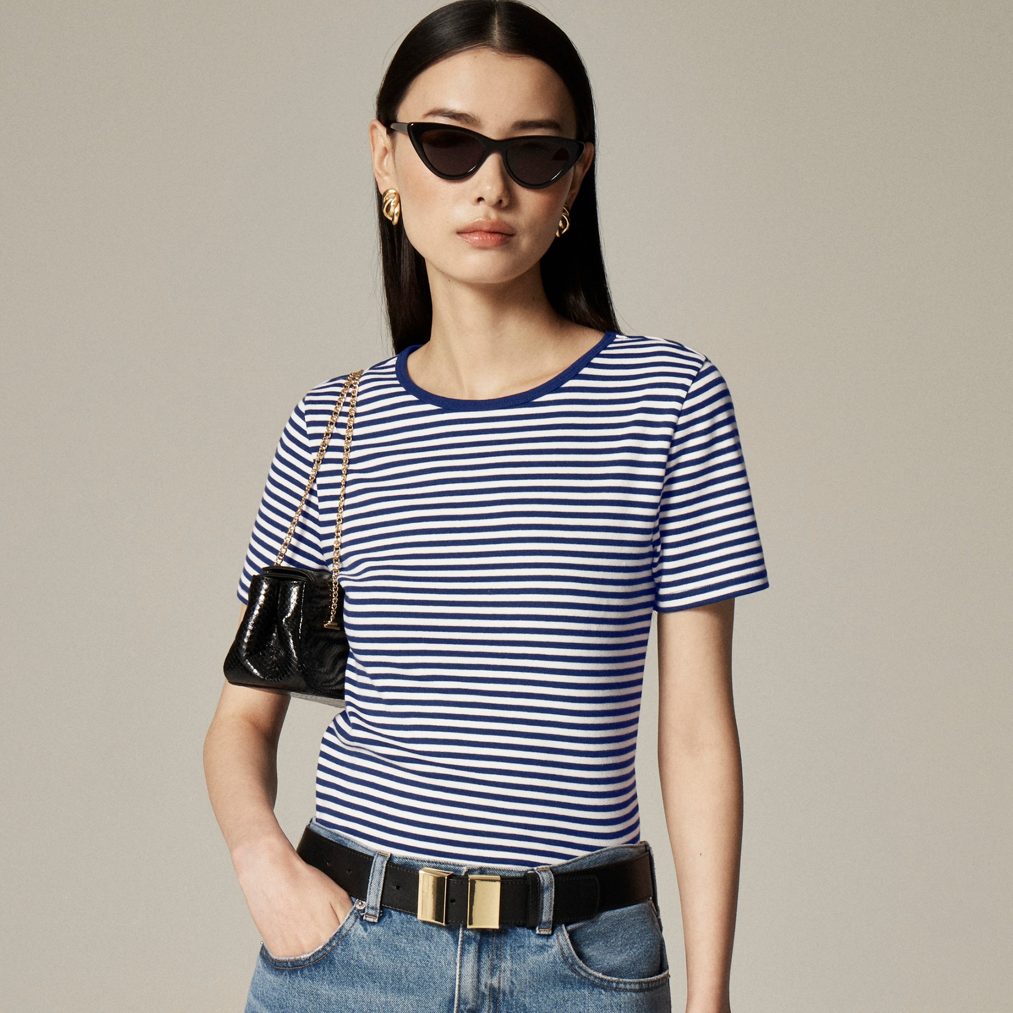 womens New perfect-fit short-sleeve T-shirt in stripe
