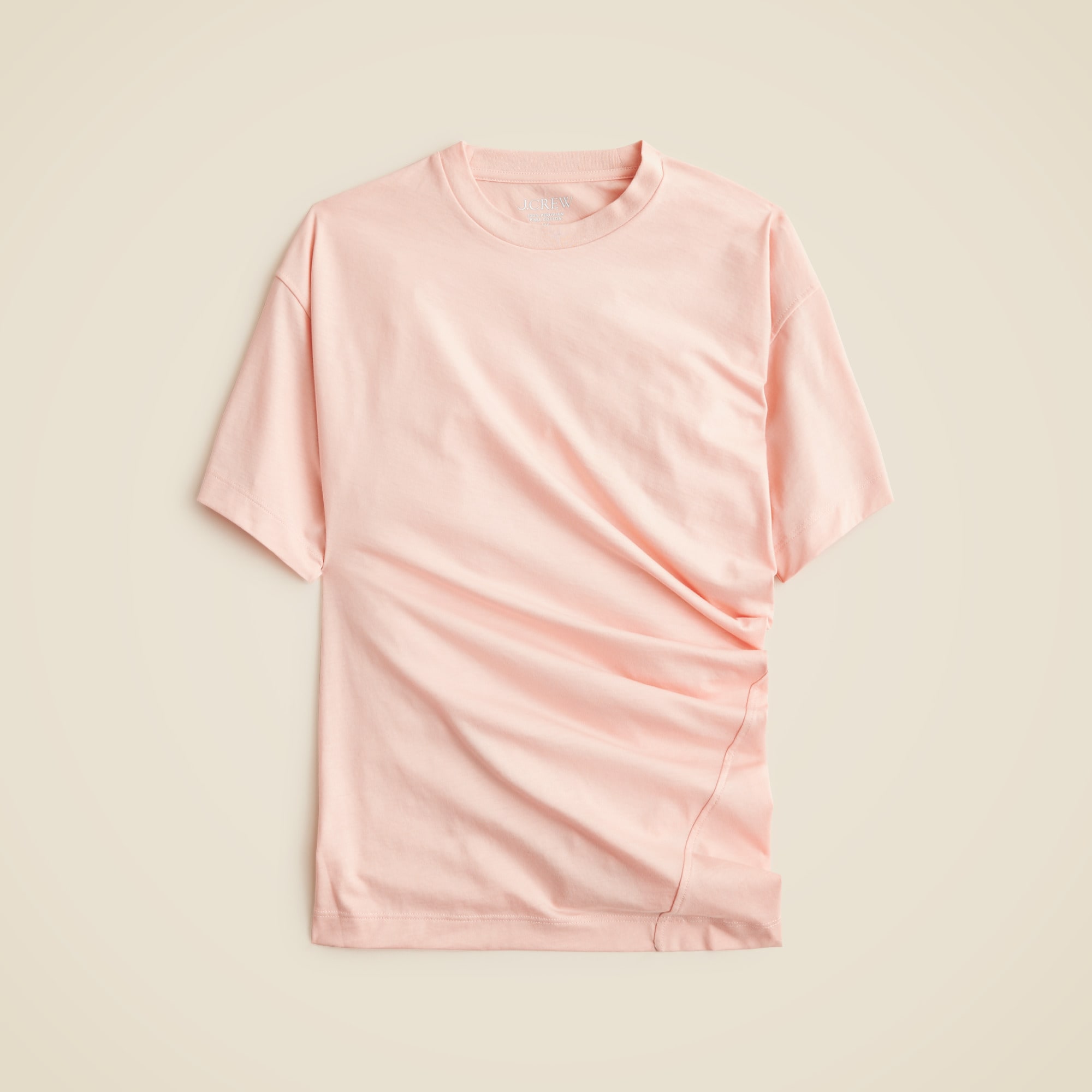 Pima cotton asymmetrical ruched T-shirt