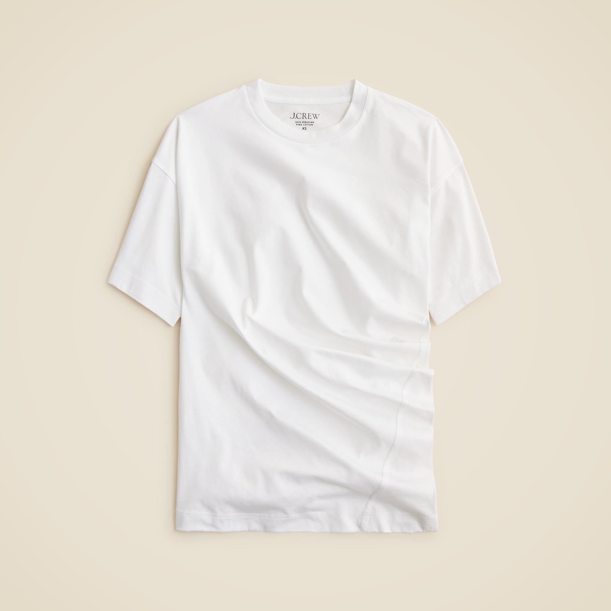  Pima cotton asymmetrical ruched T-shirt