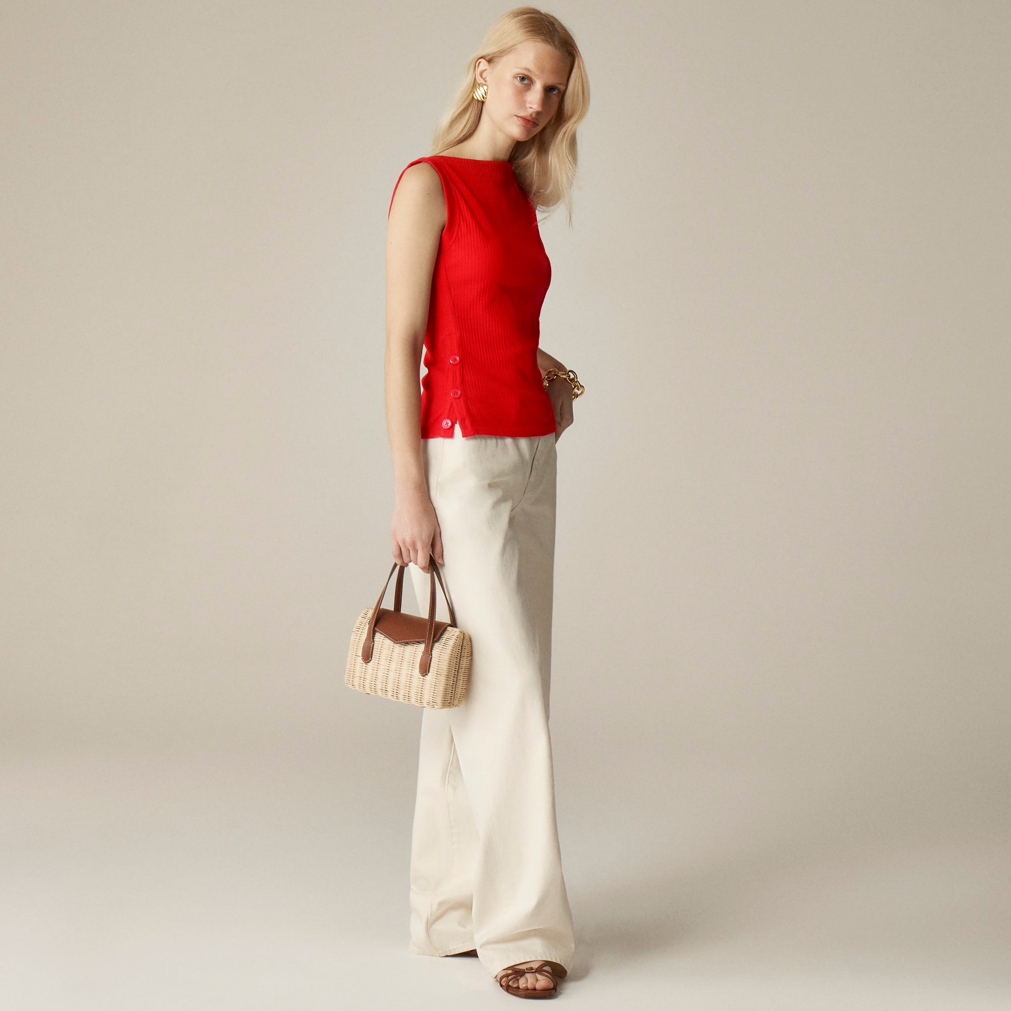 womens Premium rib side-button top