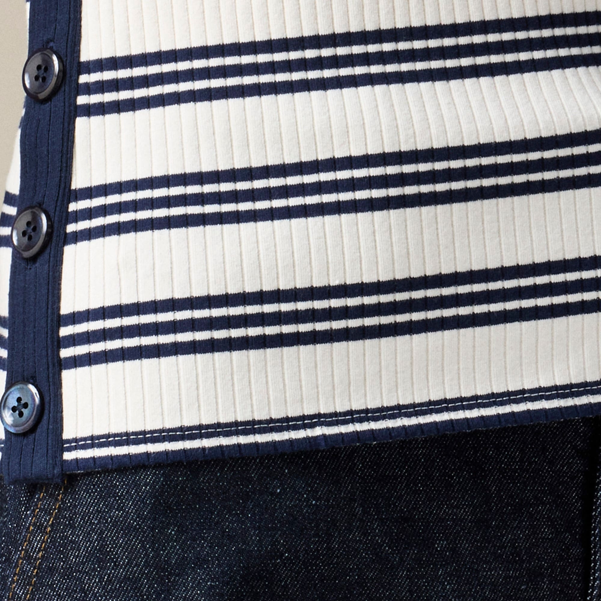 Premium rib side-button top in stripe - image 4
