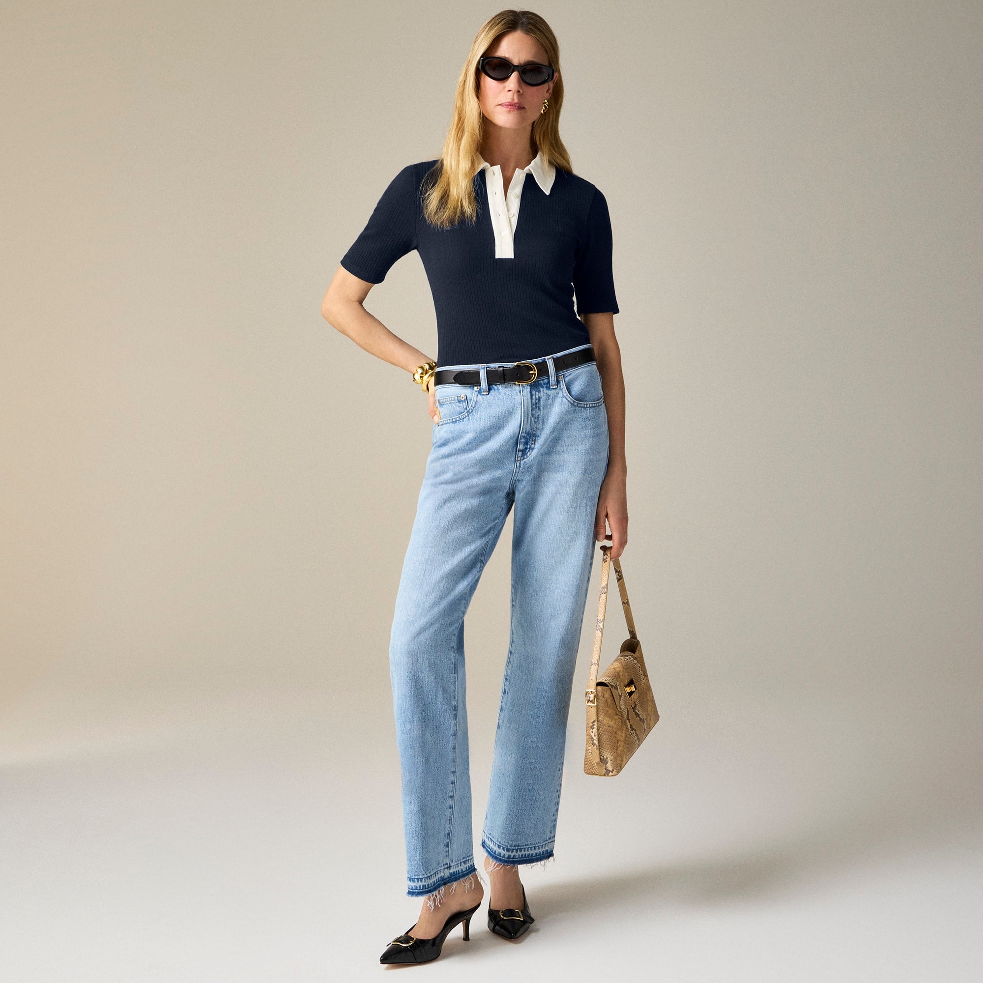 womens Premium rib short-sleeve polo shirt