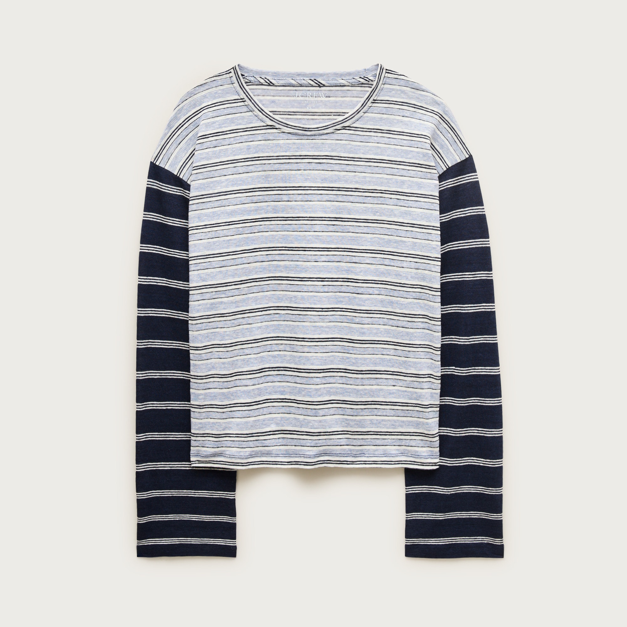 New relaxed linen long-sleeve T-shirt in stripe