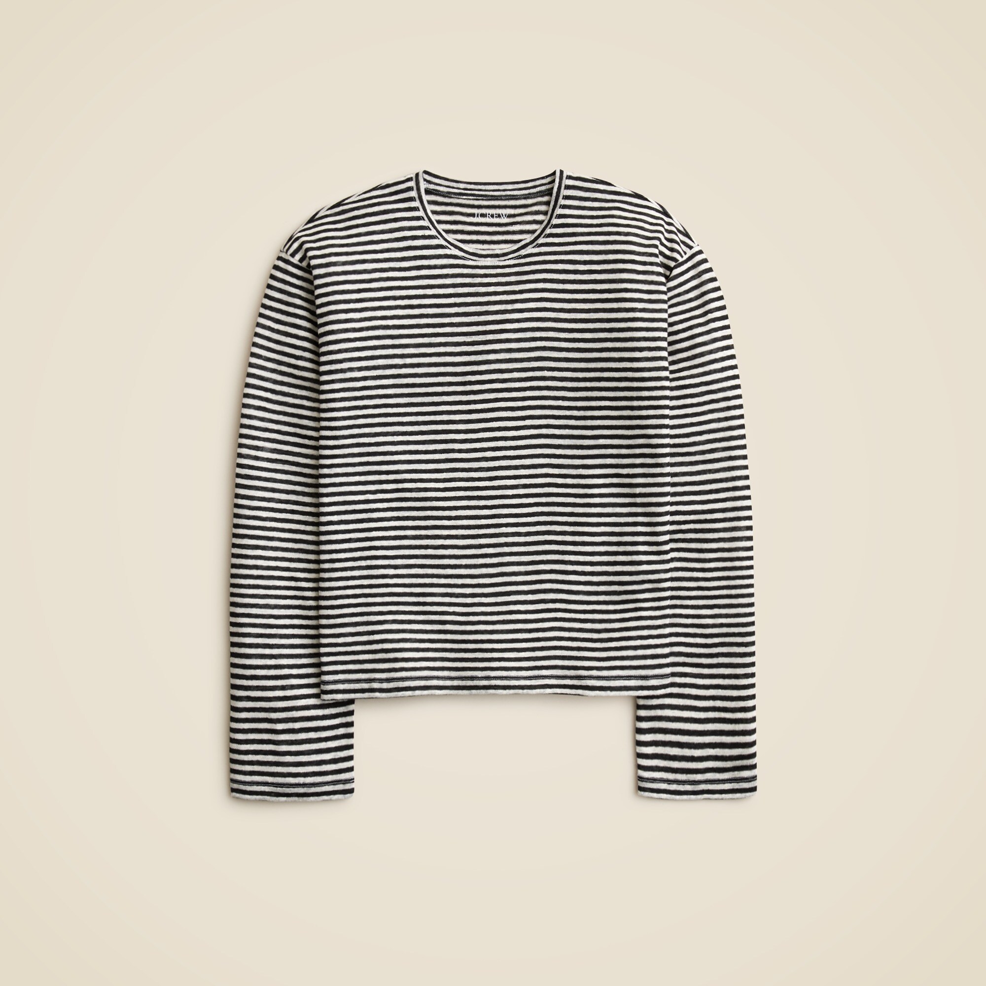 New relaxed linen long-sleeve T-shirt in stripe