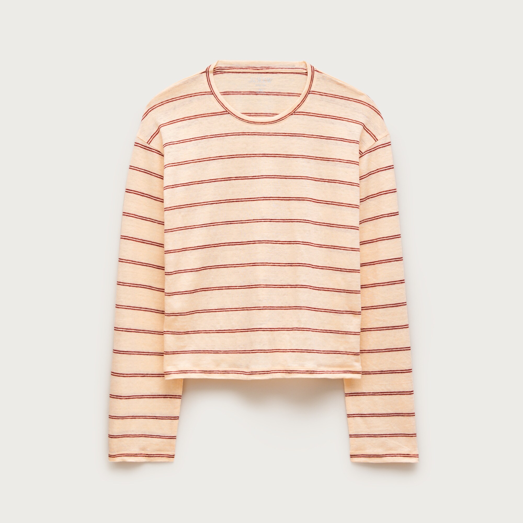 New Relaxed Linen Long-sleeve T-shirt In Stripe For Women | J.Crew