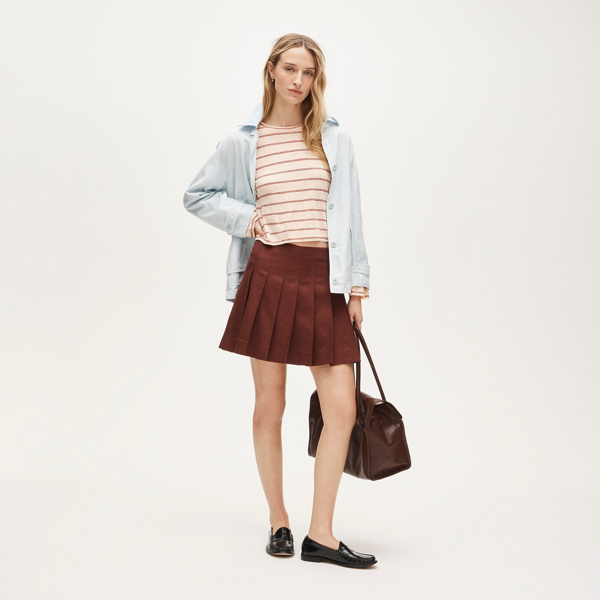 New relaxed linen long-sleeve T-shirt in stripe