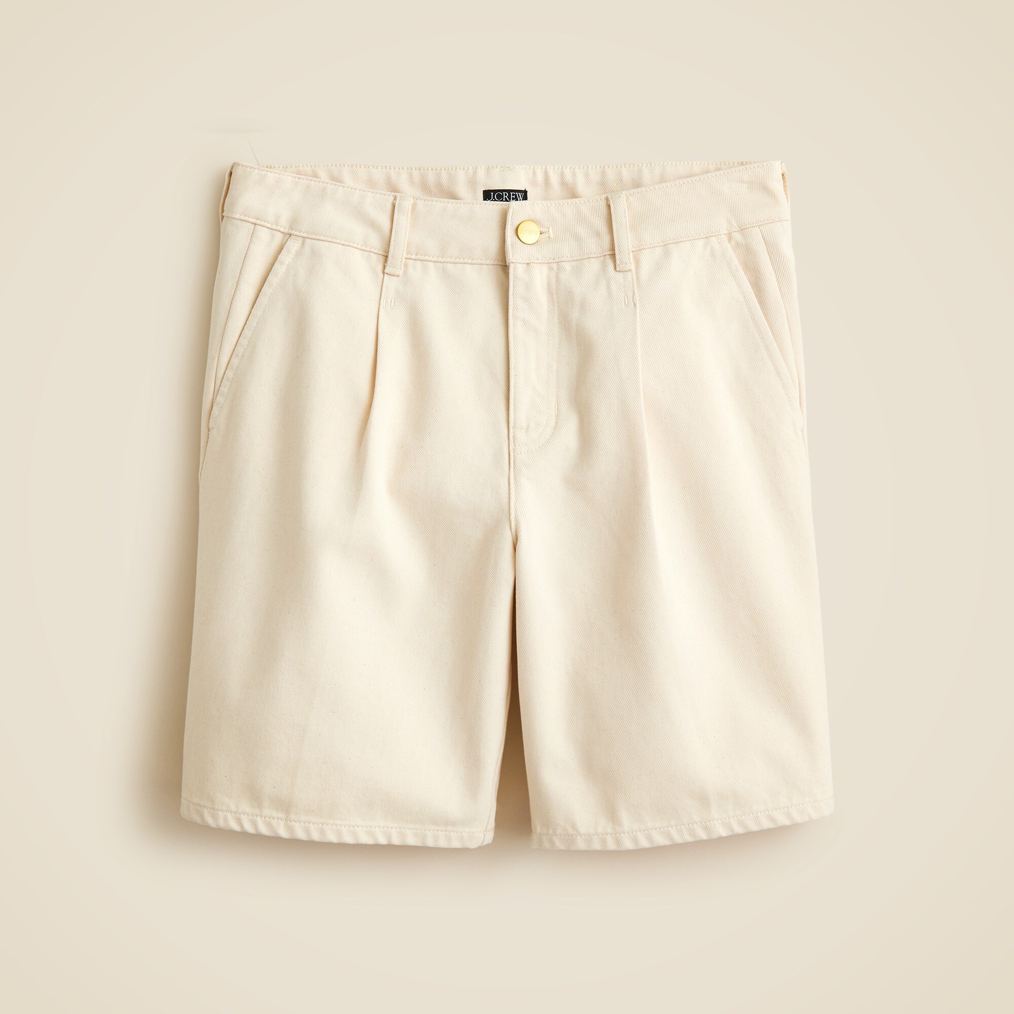 Pleated denim trouser short