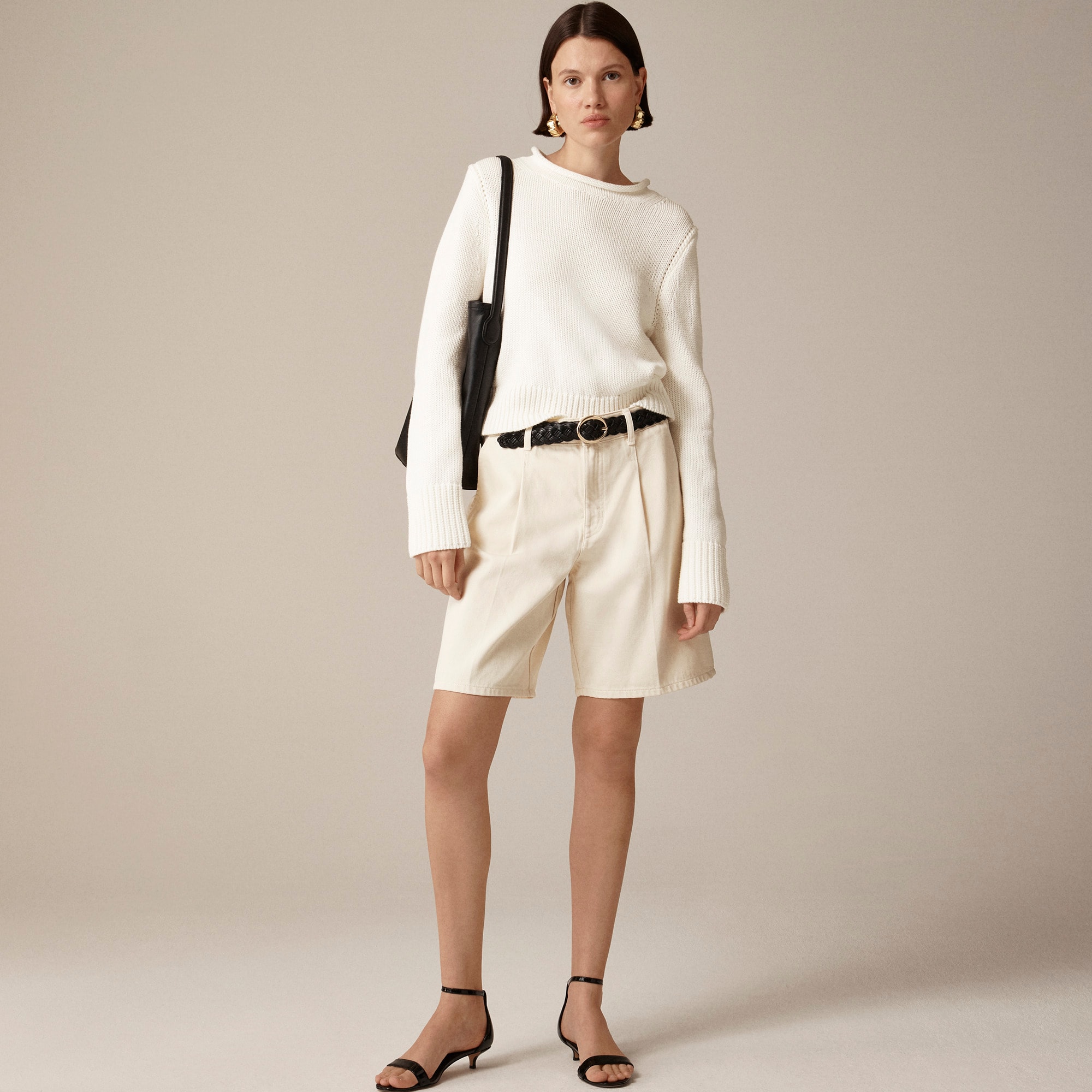 womens Pleated denim trouser short