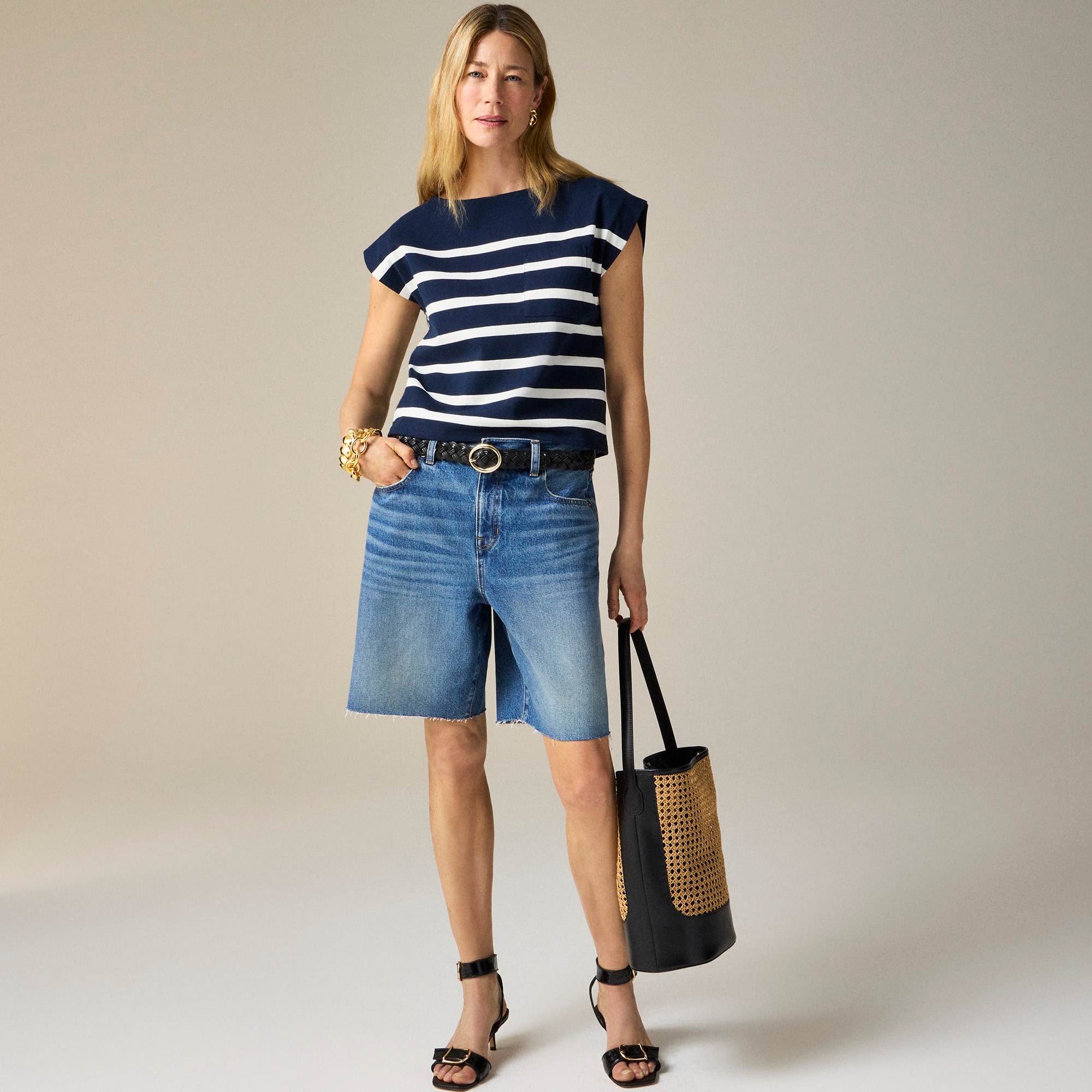 womens Relaxed knee-length denim short