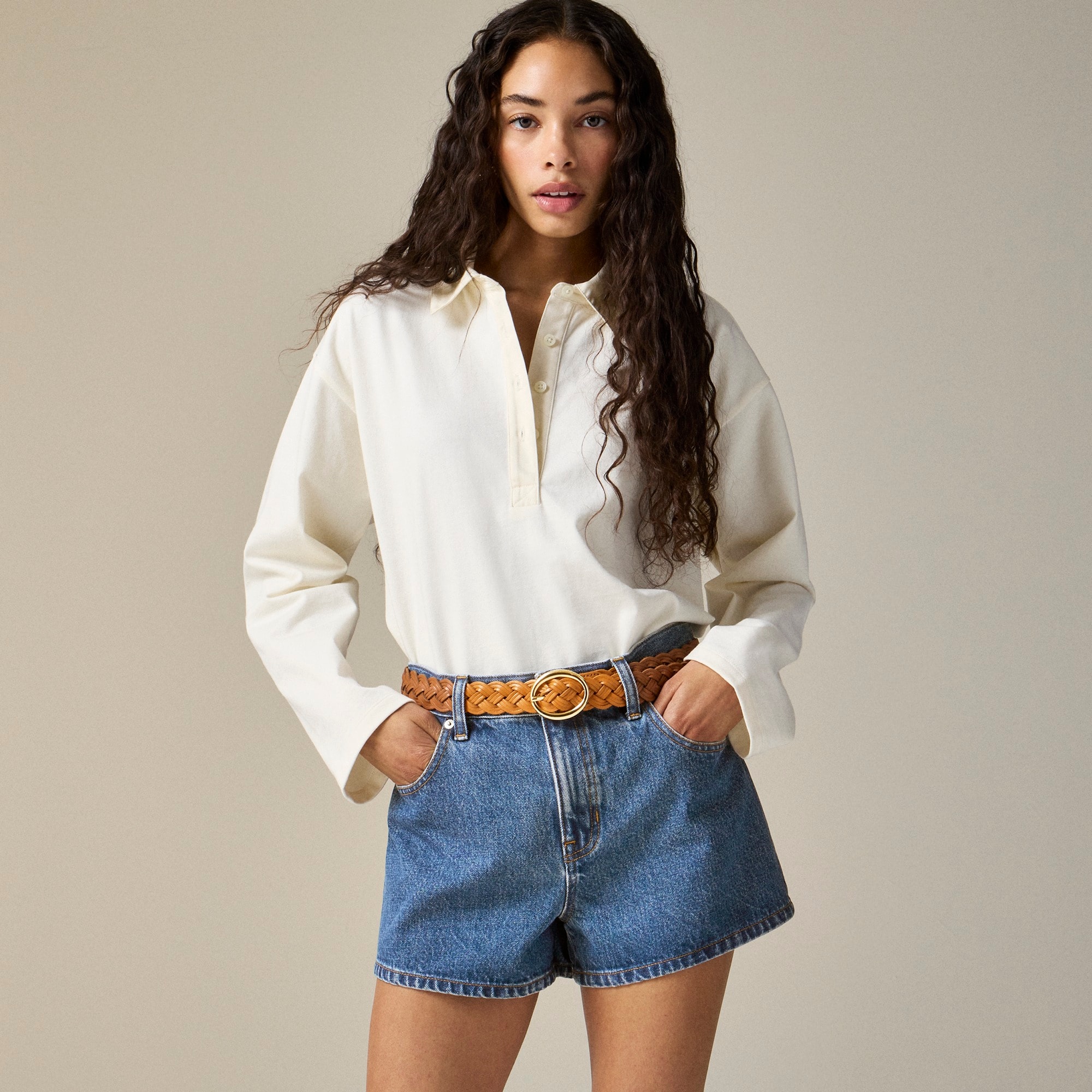 Low-rise denim short