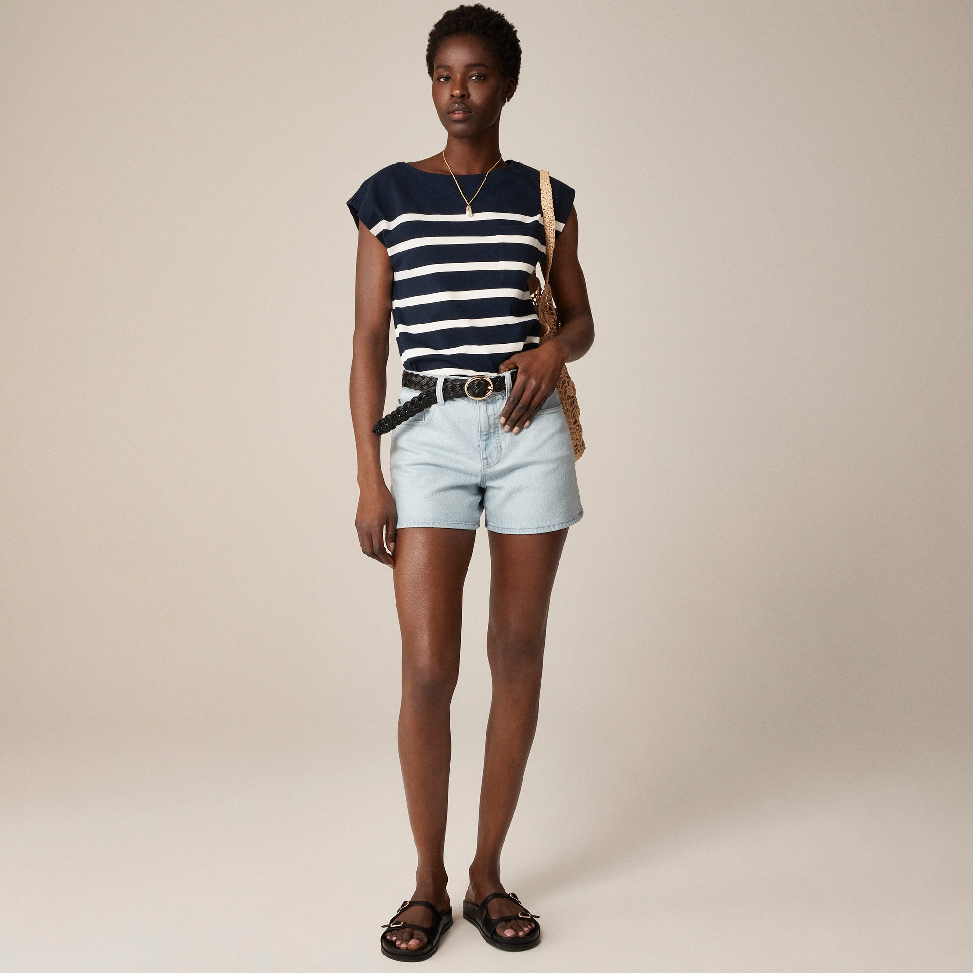 womens High-rise denim short
