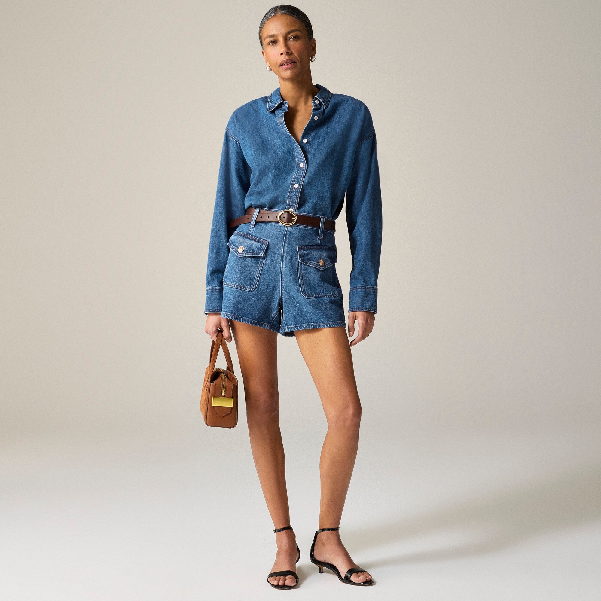 Denim short with sailor pockets