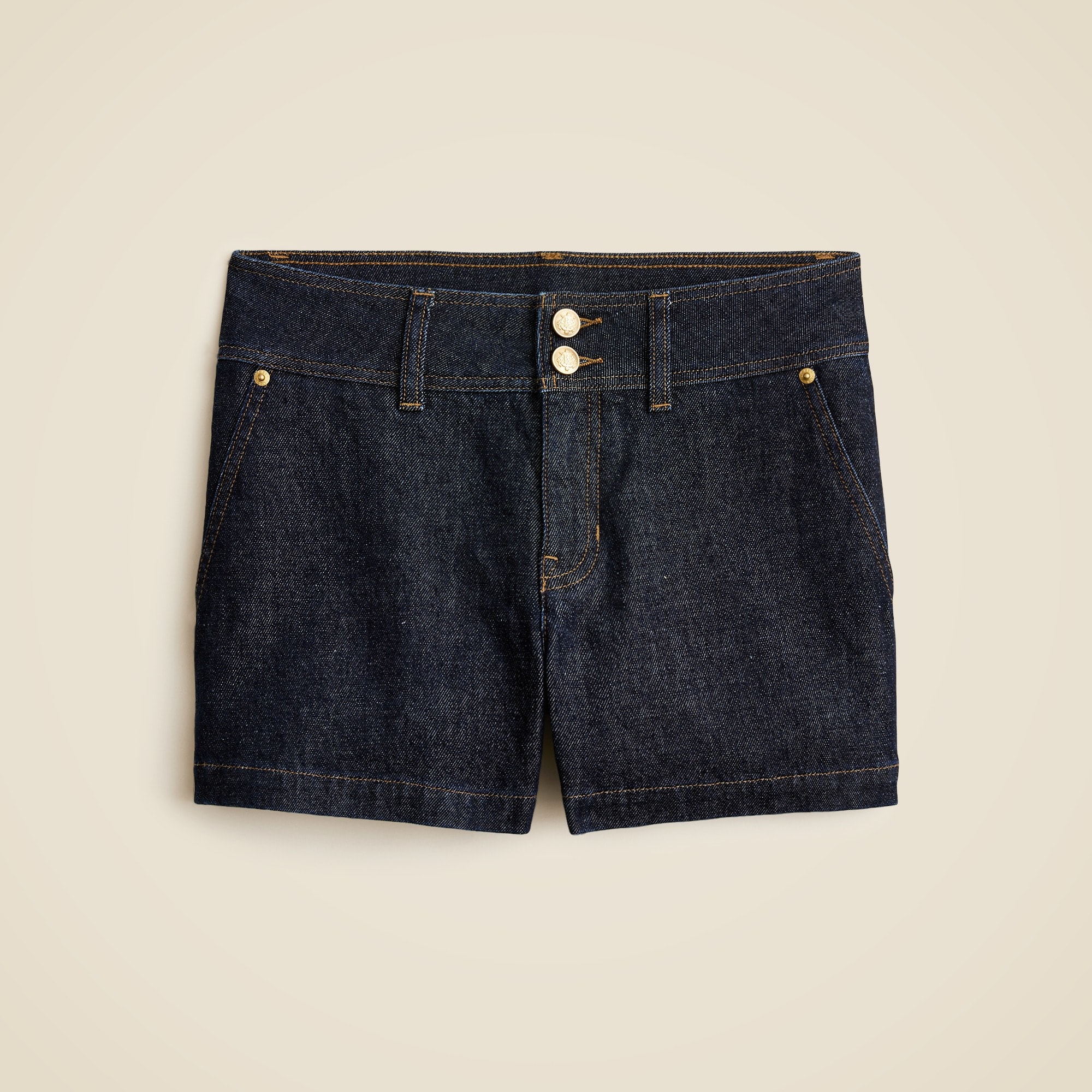 Stacked-button denim short