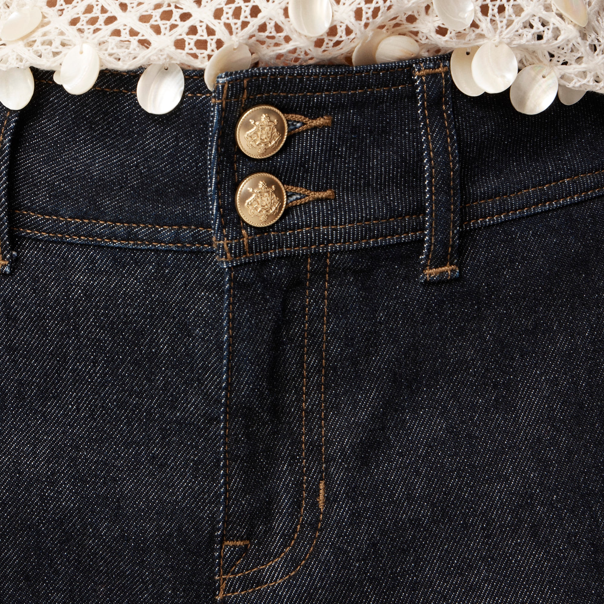 Stacked-button denim short - image 3