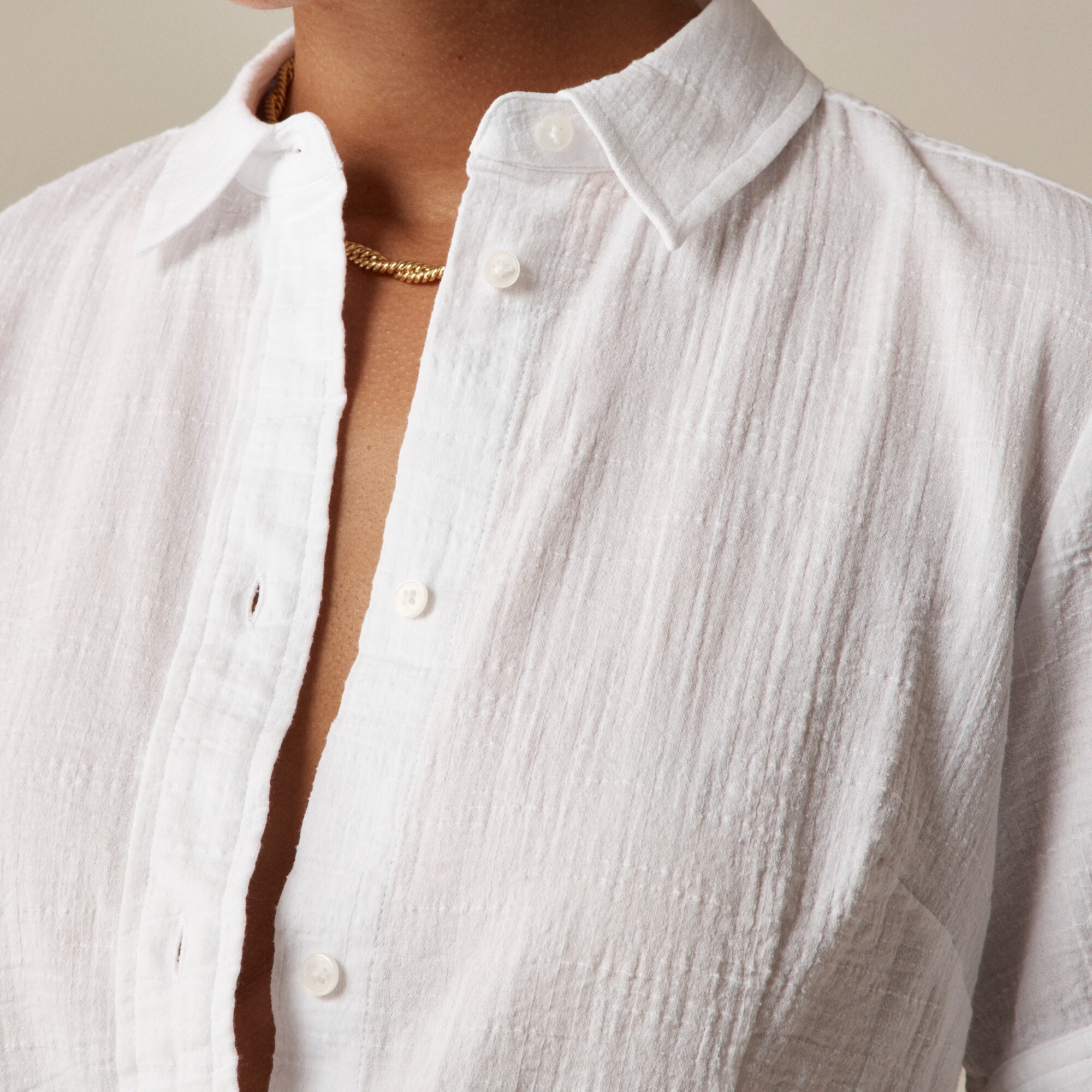 Slim-fit button-up in cotton gauze - image 4