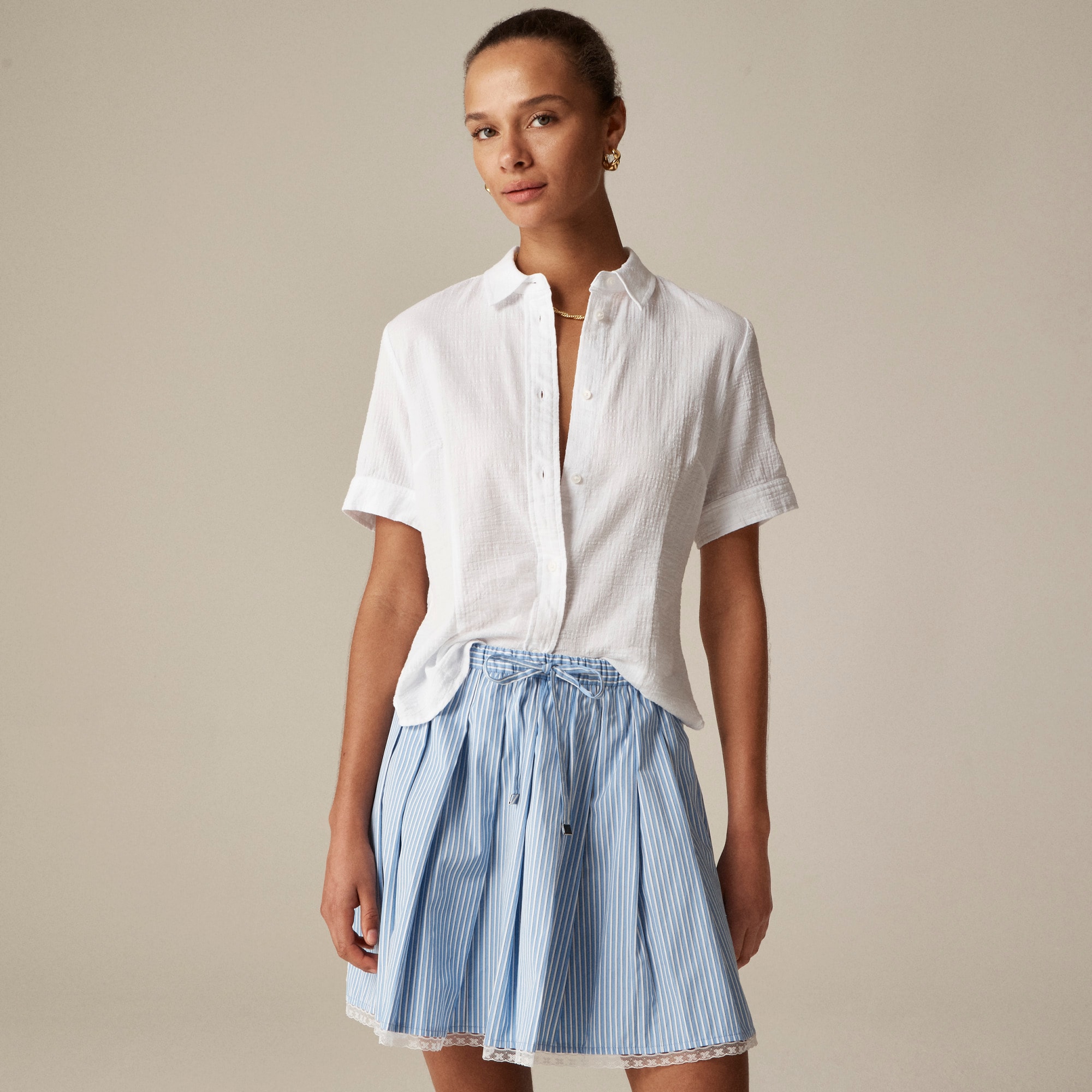 womens Slim-fit button-up in cotton gauze